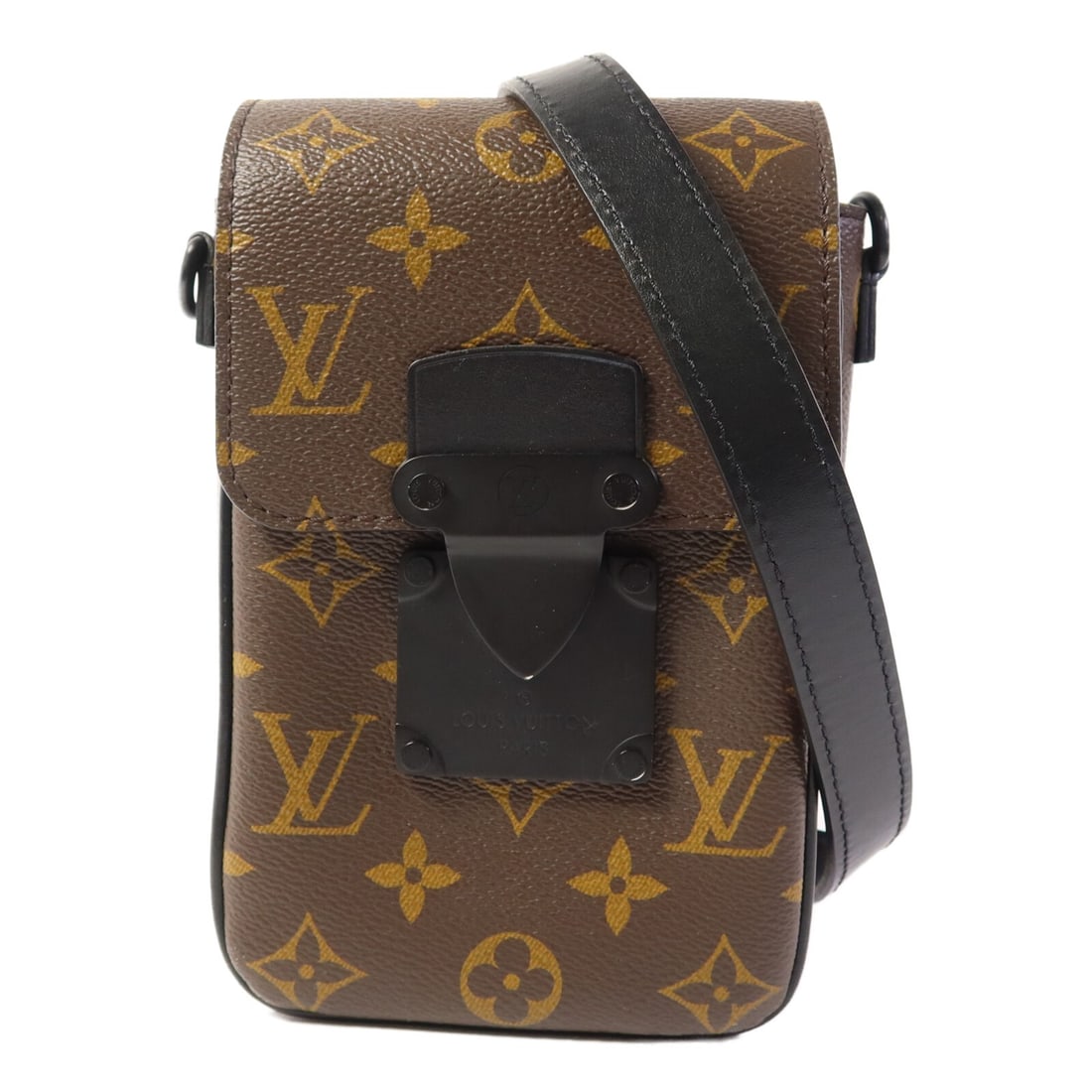 Louis Vuitton M81522 S-Lock Shoulder Bag Monogram Macassar Brown: Louis Vuitton M81522 S-Lock Shoulder Bag Monogram Macassar Brown Louis Vuitton S-Lock shoulder bag in Monogram Macassar with a brown and black colorway. This women's shoulder bag features a flap desig