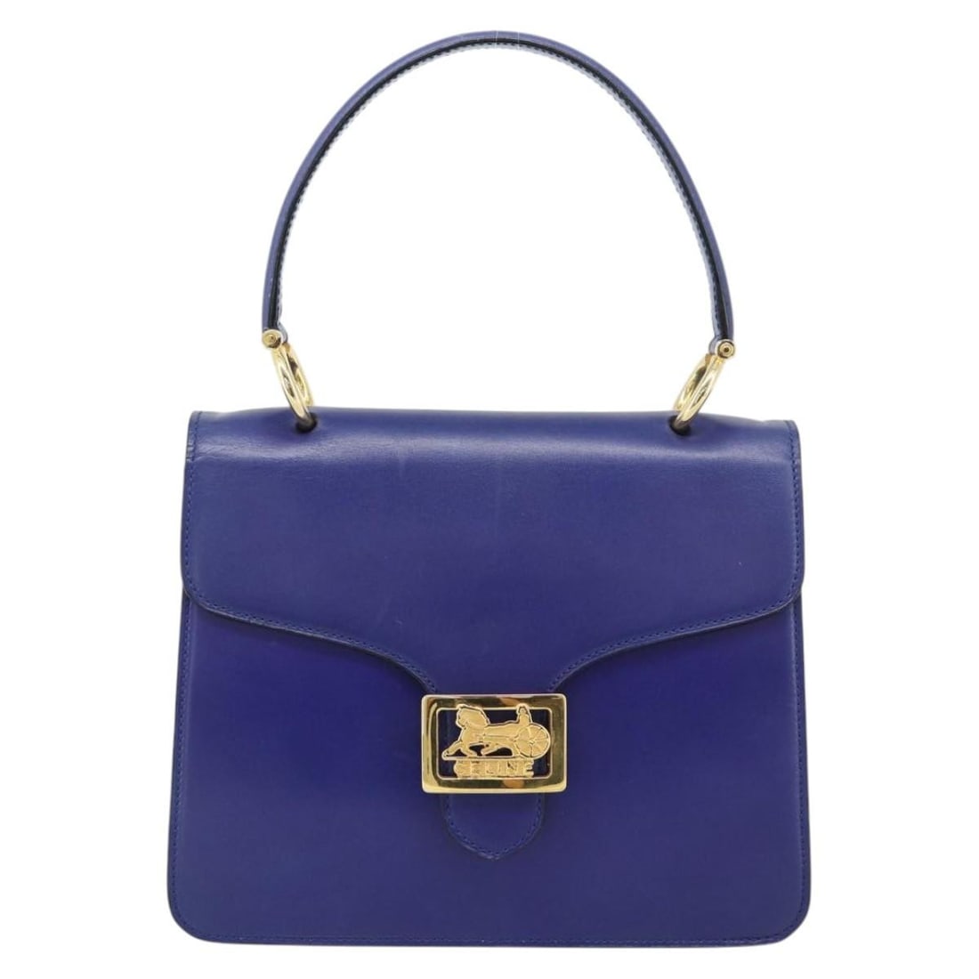 Celine Vintage Carriage Leather Top Handle Bag Blue (1 of 18)