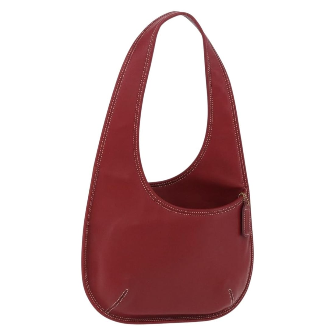 Coach Red Leather Shoulder Bag Gold Tone Trim USA Made: Coach Red Leather Shoulder Bag Gold Tone Trim USA Made Authentic Coach shoulder bag in red leather with gold-tone accents. This women's bag is made in the USA and features a compact silhouette with a 