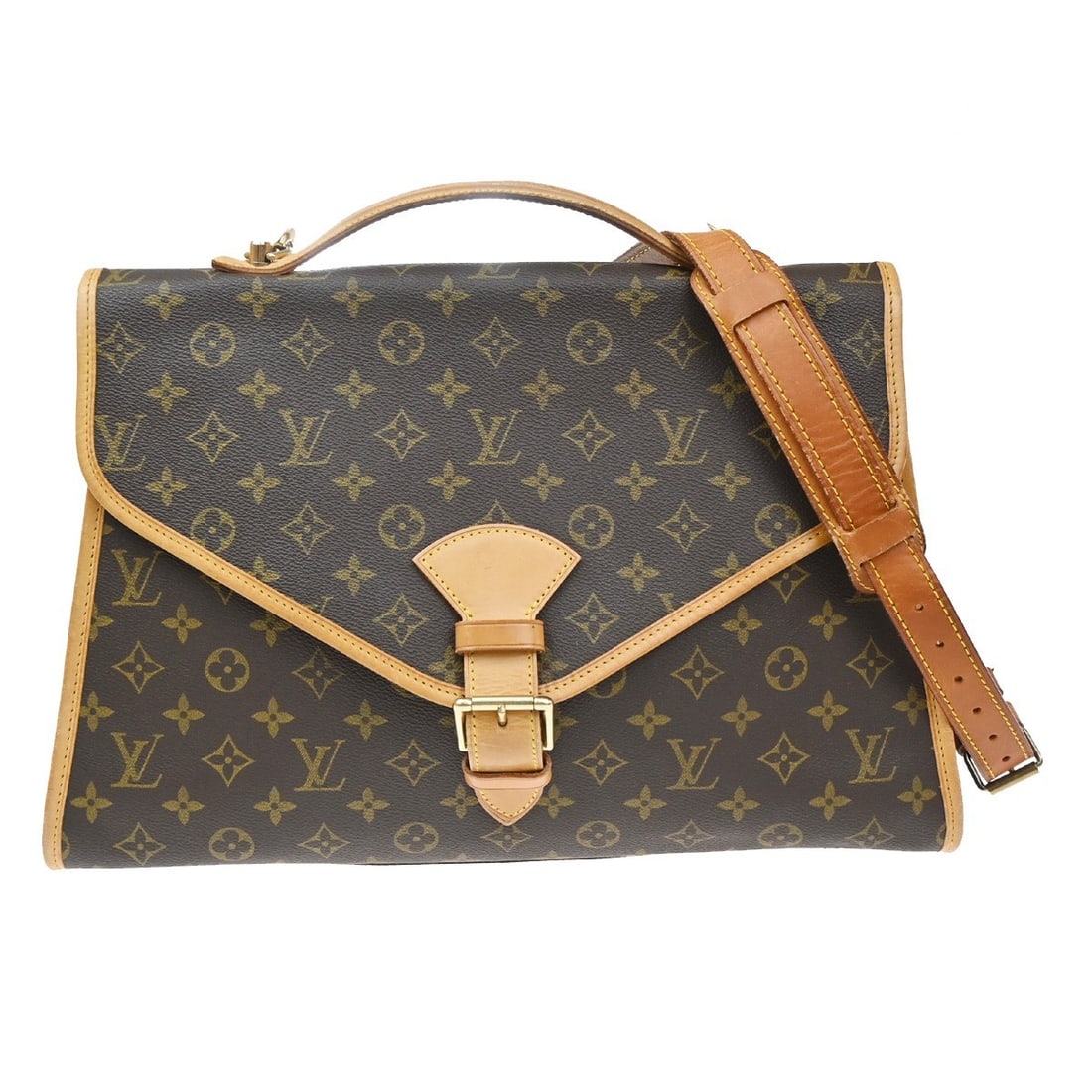 Louis Vuitton Beverly Unisex Brown Canvas Bag: Louis Vuitton Beverly Unisex Brown Canvas Bag Louis Vuitton Beverly in brown monogram canvas. This unisex bag is in good condition with visible wear, including cracking on the edge leather around the 