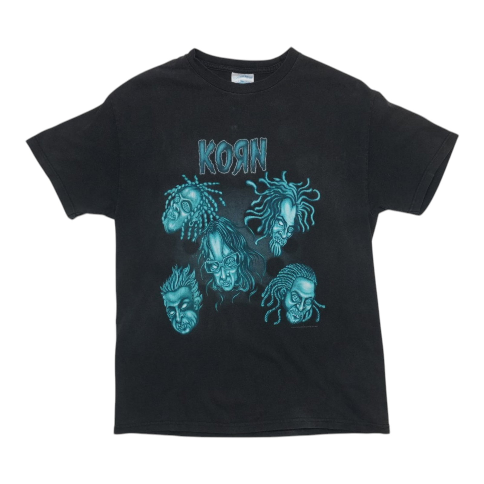 Vintage Korn Band Shirt 2002 Black Cotton Large: Vintage Korn Band Shirt 2002 Black Cotton Large Authentic vintage 2002 Korn shirt from the 2000s with a front graphic only. This original single stitch shirt is described as a true vintage piece, not 