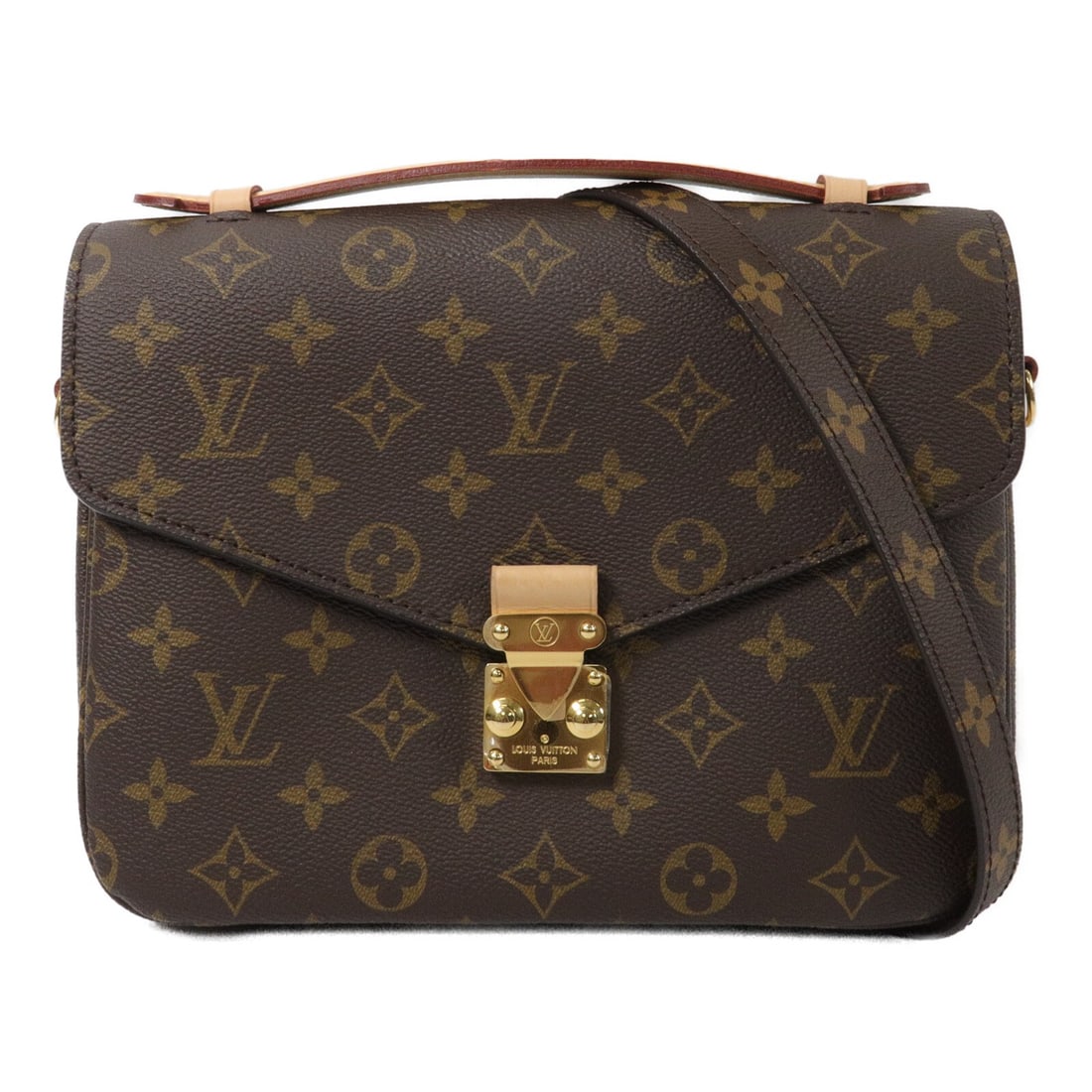 Louis Vuitton M44875 Pochette Metis MM Monogram 2 Way Shoulder Bag: Louis Vuitton M44875 Pochette Metis MM Monogram 2 Way Shoulder Bag Louis Vuitton Pochette Metis MM 2-way shoulder bag in brown Monogram PVC coated canvas. This women's bag features a top handle and an