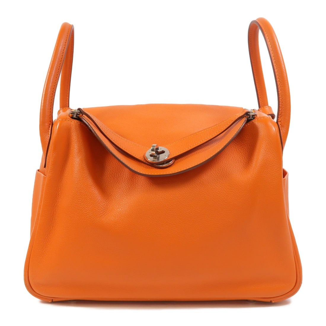 Hermes Lindy 30 Orange Clemence Calfskin 2 Way Shoulder Bag PHW (1 of 18)