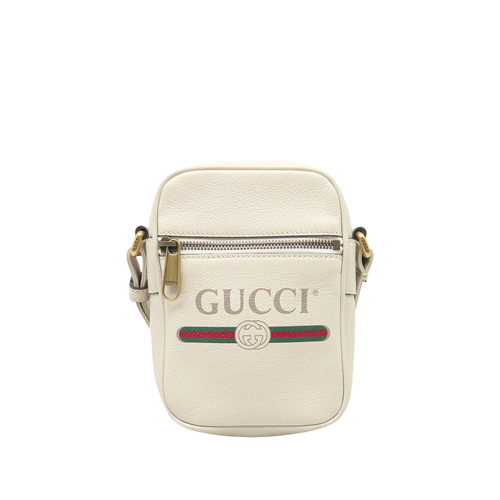 Gucci Mini Logo Crossbody Bag in White Grained Calfskin (1 of 10)