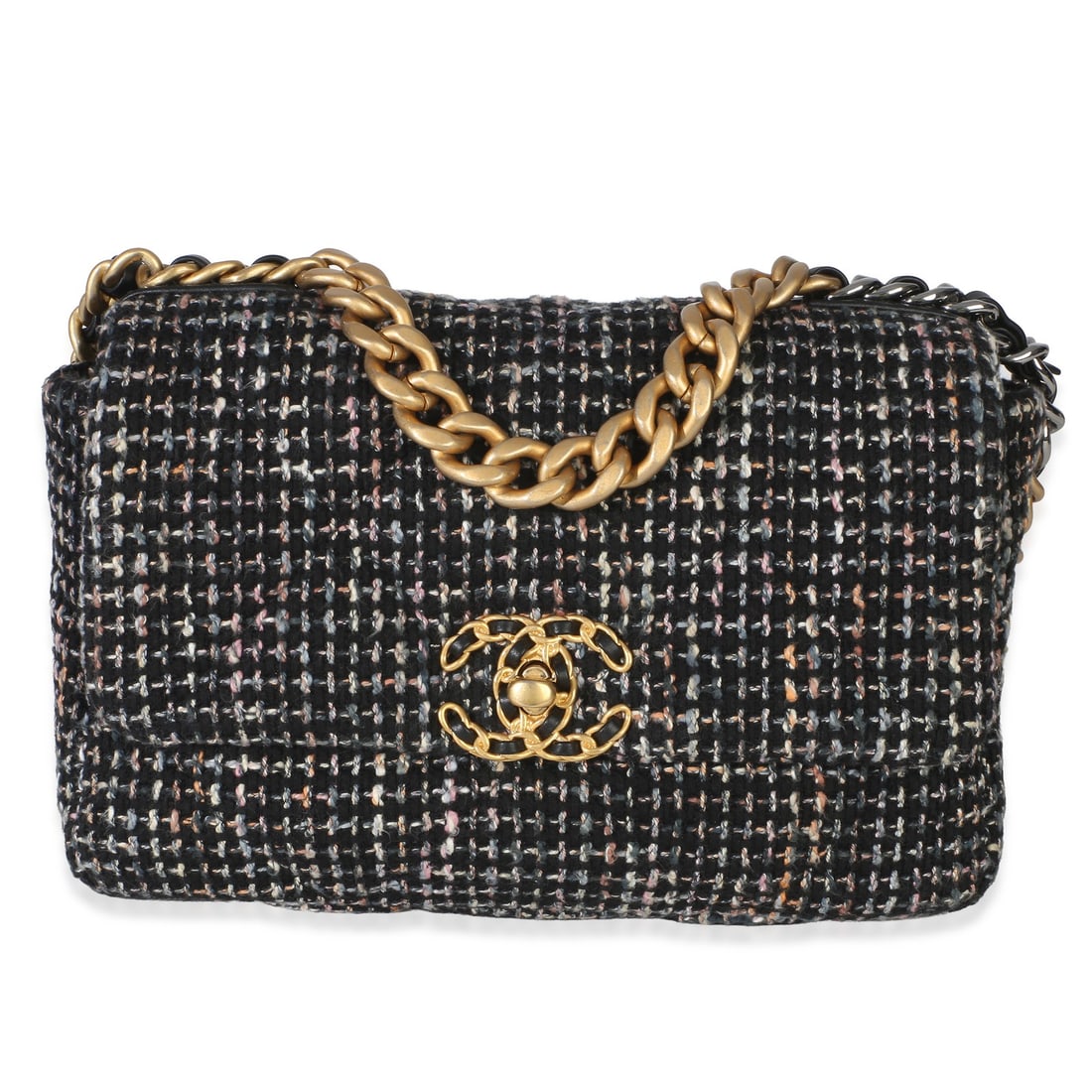 Chanel Chanel 19 Medium Flap Shoulder Bag Black Multicolor Tweed (1 of 9)