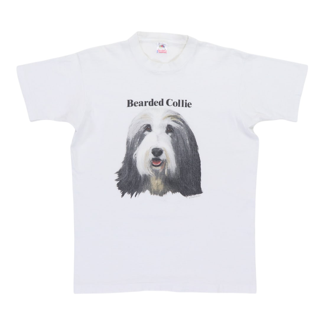 Vintage 1991 Bearded Collie Graphic T Shirt White Medium: Vintage 1991 Bearded Collie Graphic T Shirt White Medium Authentic vintage 1991 Bearded Collie dog shirt in white cotton. This original vintage piece is not a modern reproduction and features no back 