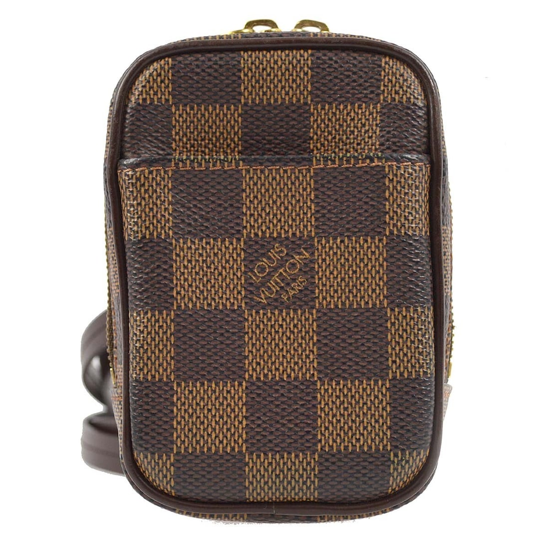 Louis Vuitton Etui Okapi PM Damier Mini Shoulder Pochette N61738: Louis Vuitton Etui Okapi PM Damier Mini Shoulder Pochette N61738 Louis Vuitton Damier Etui Okapi PM shoulder bag pochette in brown Damier canvas and leather, made in France. This mini bag features a z