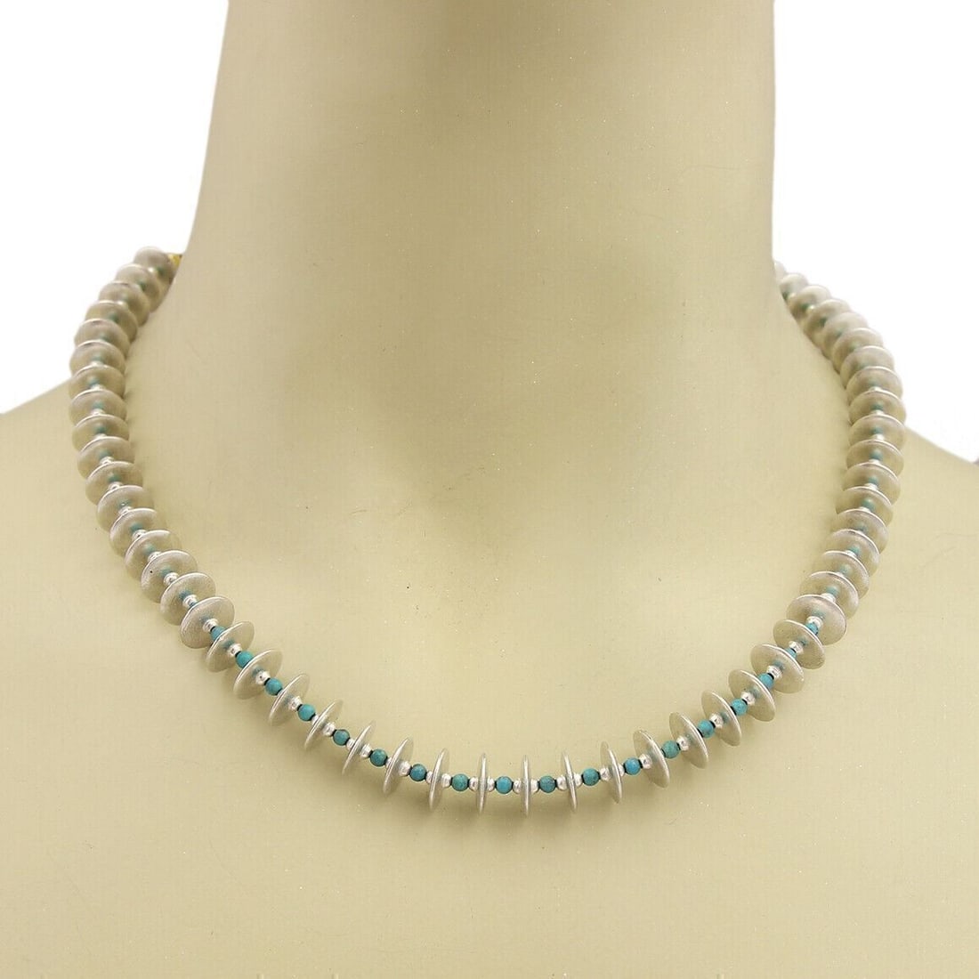 Gurhan turquoise bead and disc necklace sterling silver 24k gold 18": Gurhan turquoise bead and disc necklace sterling silver 24k gold 18" Gurhan turquoise bead and disc necklace crafted in sterling silver with 24k gold layering. The design features vibrant turquoise be