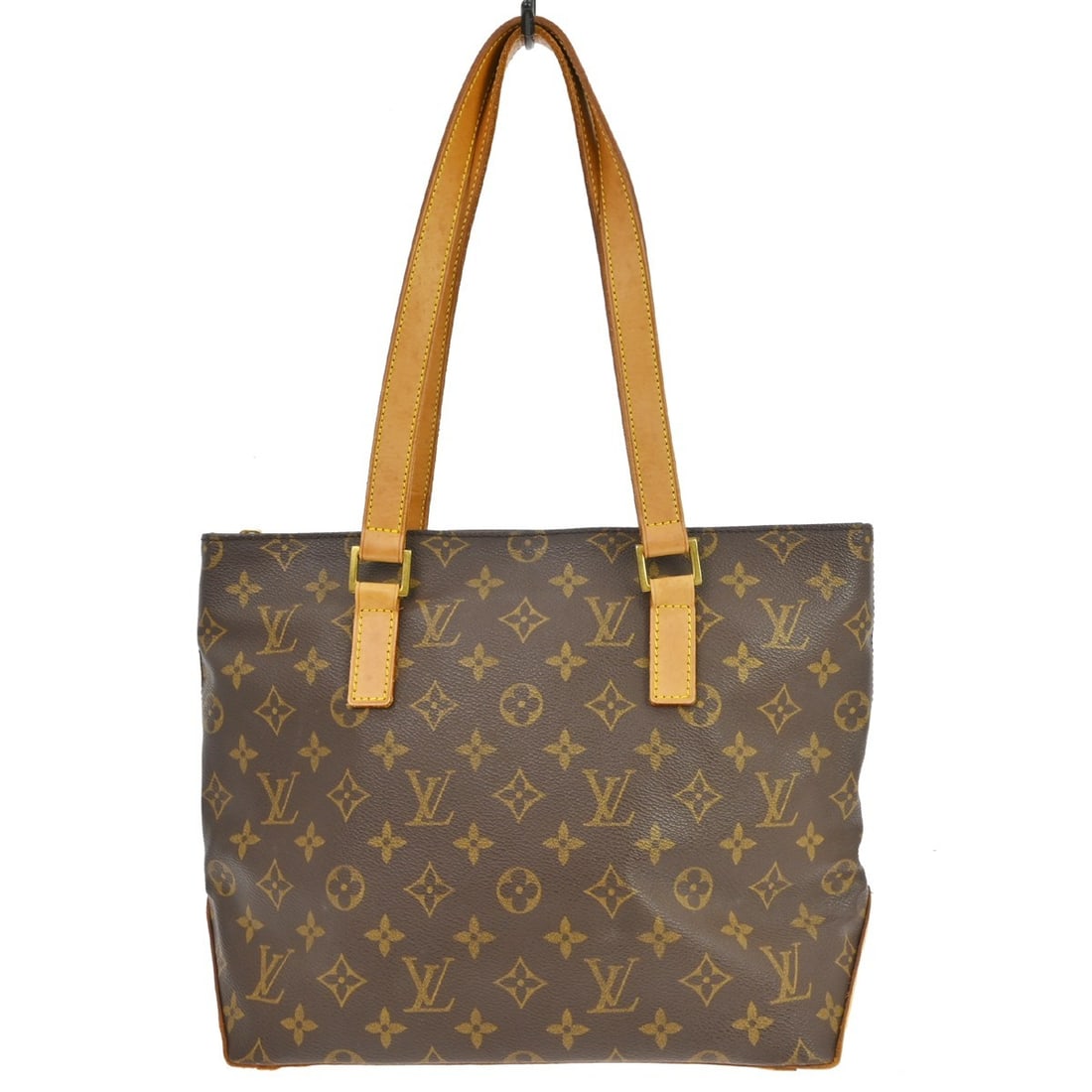 Louis Vuitton Cabas Piano Monogram Canvas Tote Handbag VI0012: Louis Vuitton Cabas Piano Monogram Canvas Tote Handbag VI0012 Vintage Louis Vuitton Cabas Piano hand tote bag in brown Monogram canvas with leather trim and double handles. This medium tote features a