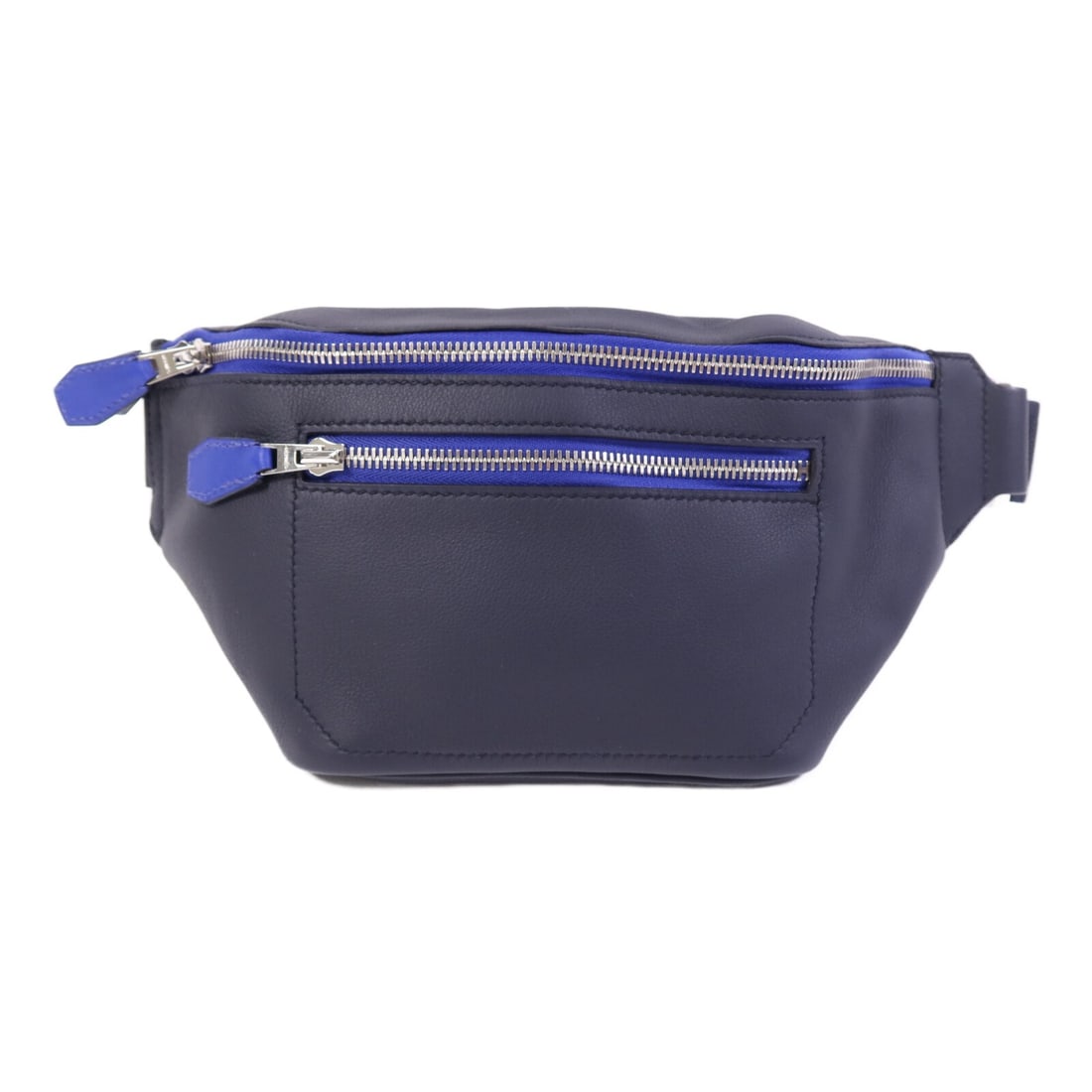 HERMES Cityslide PM Waist Bag Swift Calfskin Bleu Indigo Bleu Electrique PHW: HERMES Cityslide PM Waist Bag Swift Calfskin Bleu Indigo Bleu Electrique PHW Hermes PHW Cityslide Belt PM waist bag in Swift leather and calfskin (cowhide), presented in Bleu Indigo/Bleu Electrique. T