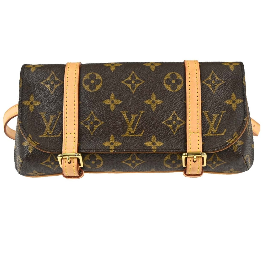 Louis Vuitton Marelle Monogram Belt Bag M51159 France: Louis Vuitton Marelle Monogram Belt Bag M51159 France Vintage Louis Vuitton Pochette Marelle belt bag in brown Monogram canvas with leather trim. This women's bag features a buckle closure, beige belt