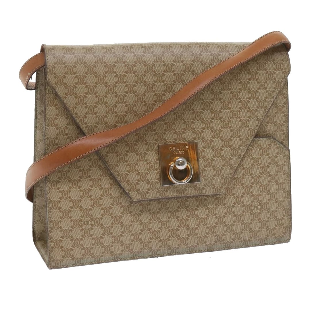 Celine Vintage Macadam Shoulder Bag Beige Canvas Italy: Celine Vintage Macadam Shoulder Bag Beige Canvas Italy This Celine Vintage Macadam Shoulder Bag is crafted from beige canvas and features the iconic Macadam pattern. Designed for women, the bag is mad