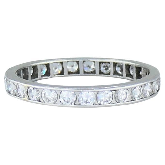 Vintage 1960s Platinum Eternity Wedding Band with Diamonds Size 10 (1 of 5)