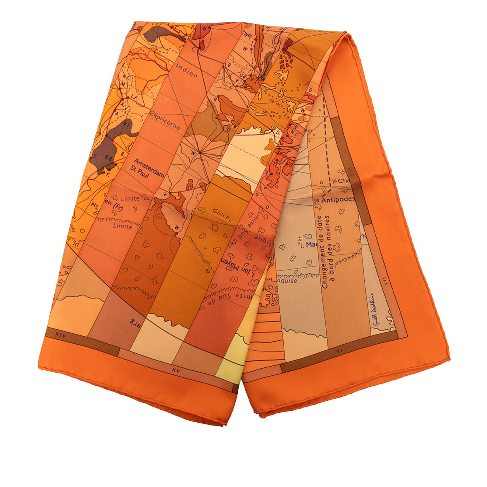 Hermes Le Monde Est Vaste 90 Silk Scarf Orange (1 of 6)