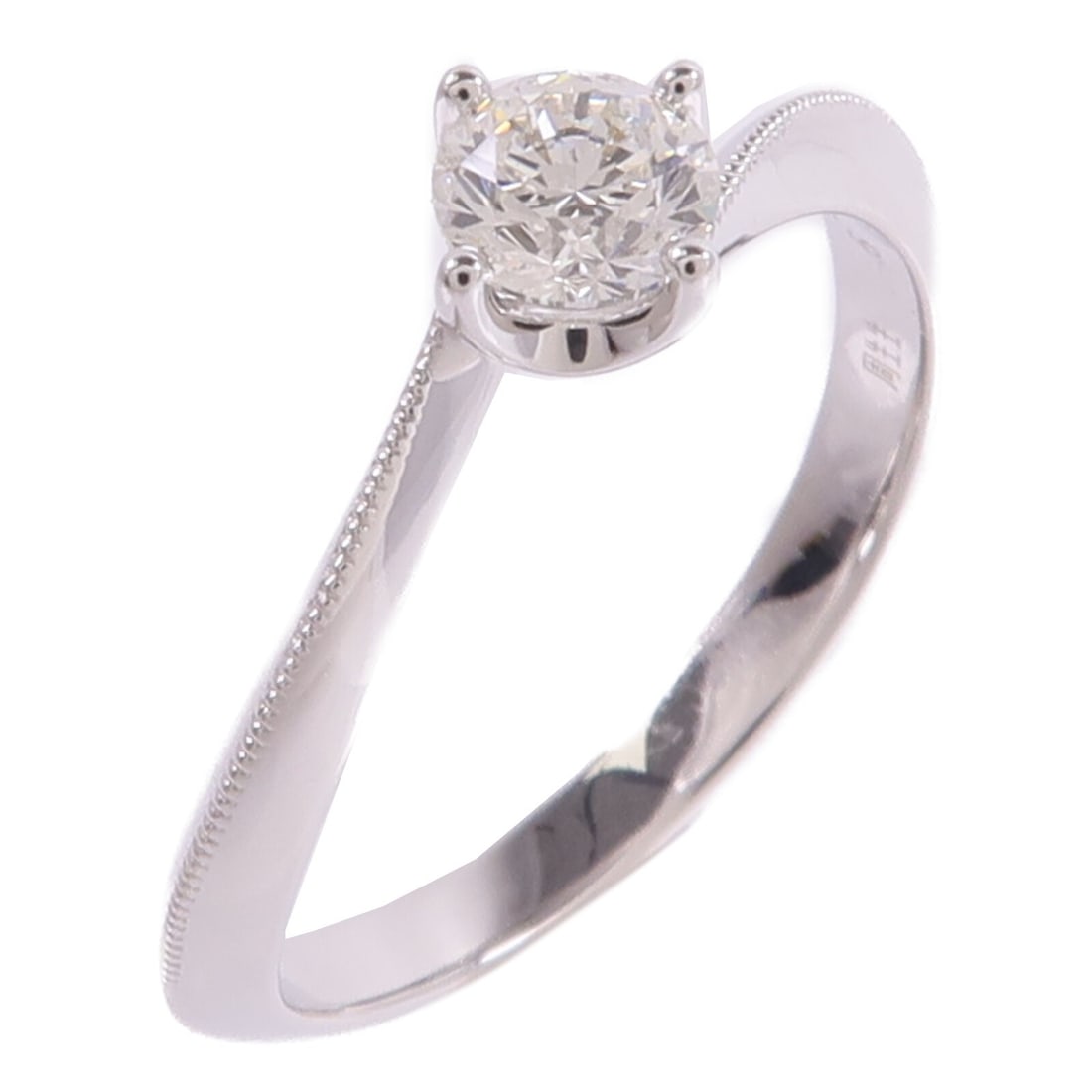 18K White Gold Diamond Ring US Size 5.25 with Certificate: 18K White Gold Diamond Ring US Size 5.25 with Certificate Women's diamond ring crafted in 18K white gold. This piece features a clear diamond design and includes a certificate. Condition is AB: Very G