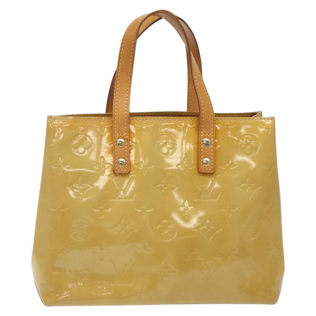 Louis Vuitton Reade patent leather handbag beige France: Louis Vuitton Reade patent leather handbag beige France Louis Vuitton Reade Monogram Vernis handbag in beige patent leather, made in France. This female model features a compact silhouette with dimens