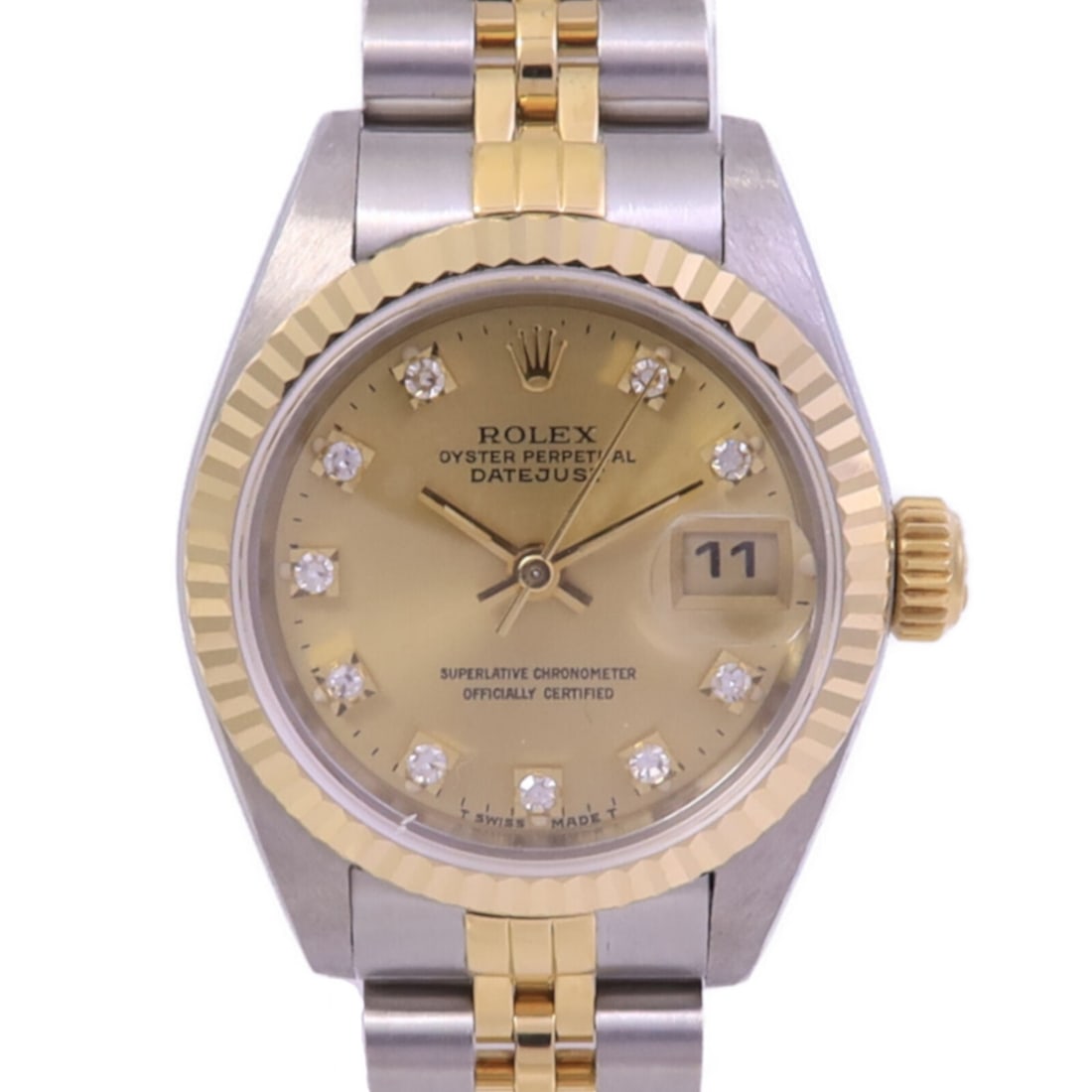 Rolex Datejust 69173G ladies automatic wristwatch in 18K gold and stainless steel: Rolex Datejust 69173G ladies automatic wristwatch in 18K gold and stainless steel Rolex Datejust 69173G women's automatic wristwatch with a gold dial and a two-tone construction in 18K yellow gold and