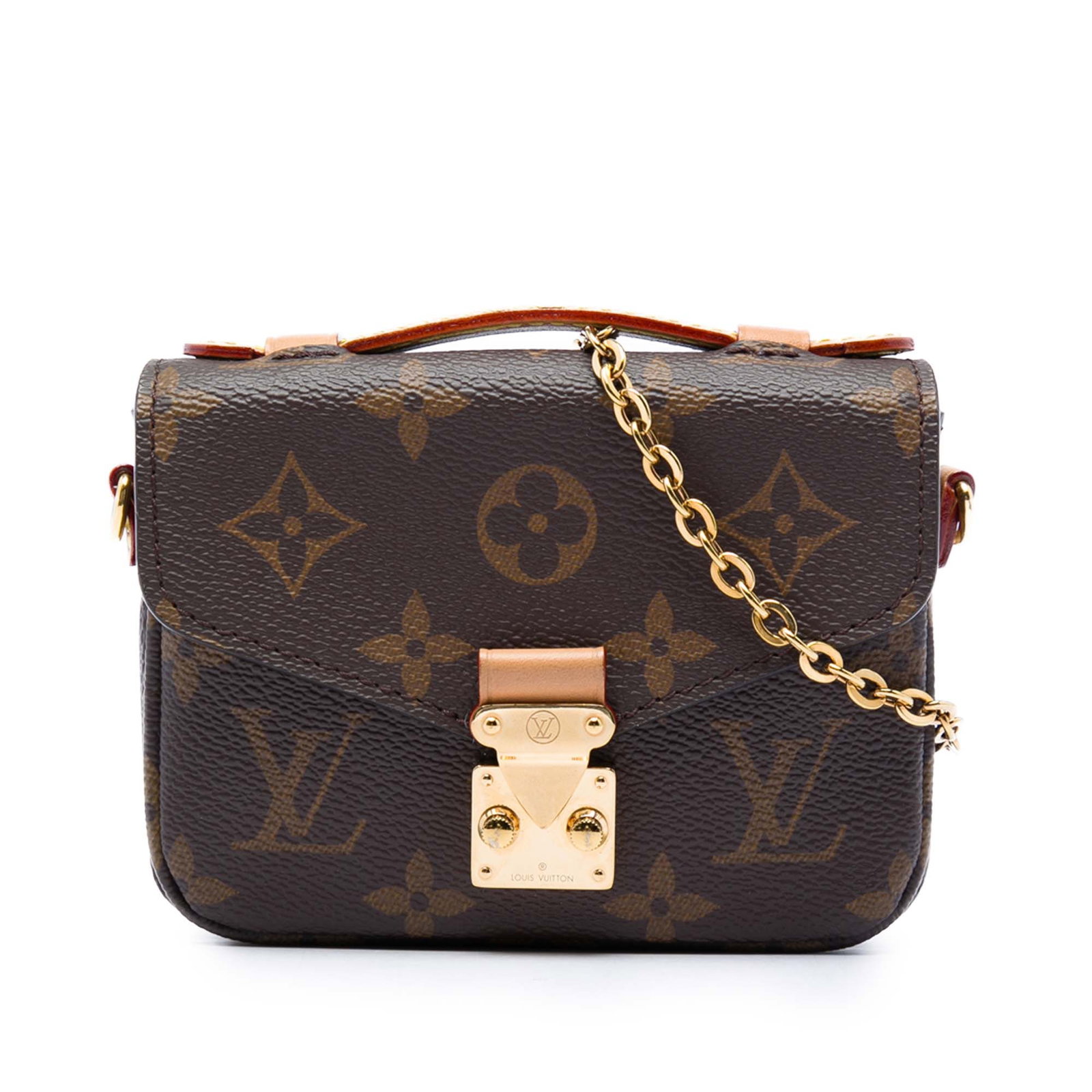 Louis Vuitton Micro Metis Monogram Canvas Shoulder Bag: Louis Vuitton Micro Metis Monogram Canvas Shoulder Bag Louis Vuitton Monogram Micro Metis bag crafted with a monogram canvas body, a flat vachetta leather top handle, a detachable gold-tone chain shou