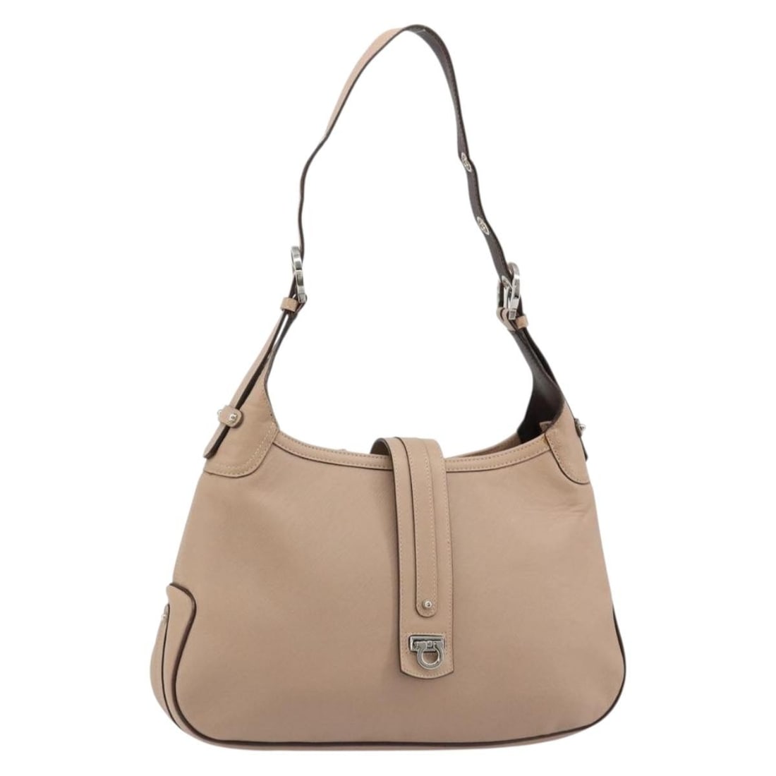 Pink Leather Shoulder Bag Salvatore Ferragamo Gancini Silver Tone (1 of 18)