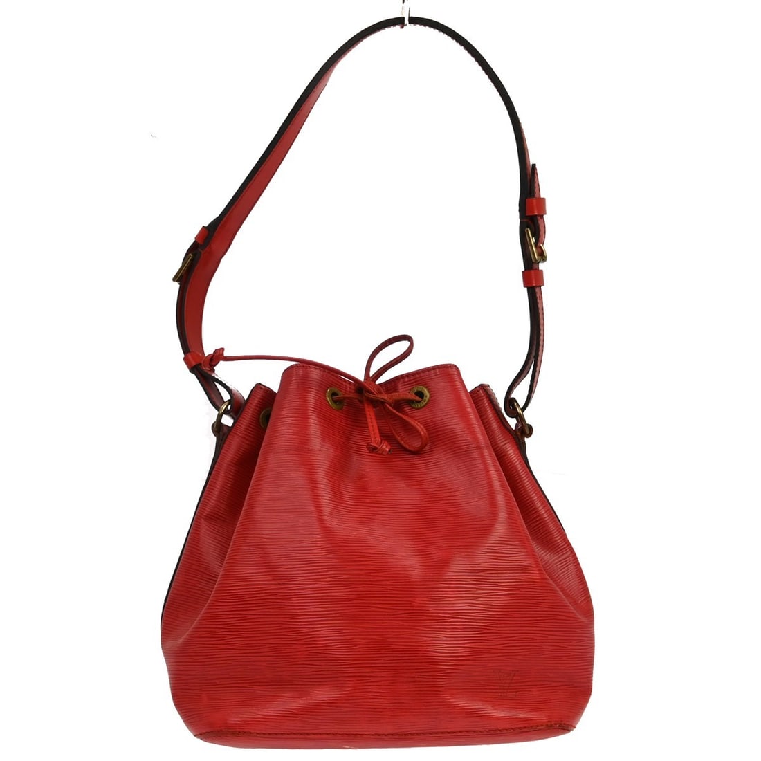 Louis Vuitton Petit Noe Red Epi Leather Drawstring Shoulder Bag M44107: Louis Vuitton Petit Noe Red Epi Leather Drawstring Shoulder Bag M44107 Louis Vuitton Red Epi Petite Noe Shoulder Bag is a medium women's bag made in France. It features a drawstring closure, adjustabl