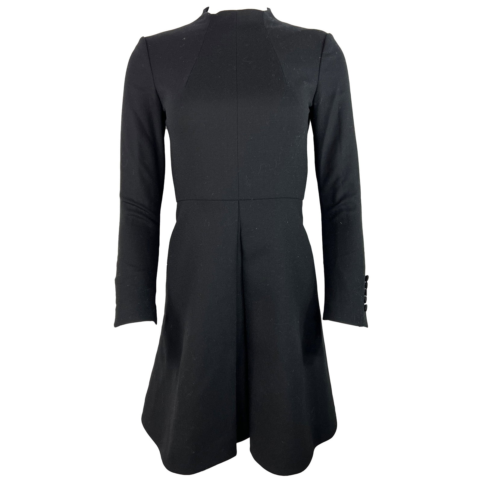 Saint Laurent black collared long sleeve mini dress (1 of 7)