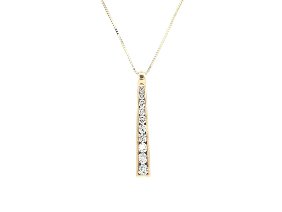 Unbranded 14k Yellow Gold Diamond Bar Pendant 0.55ct Graduated (1 of 8)