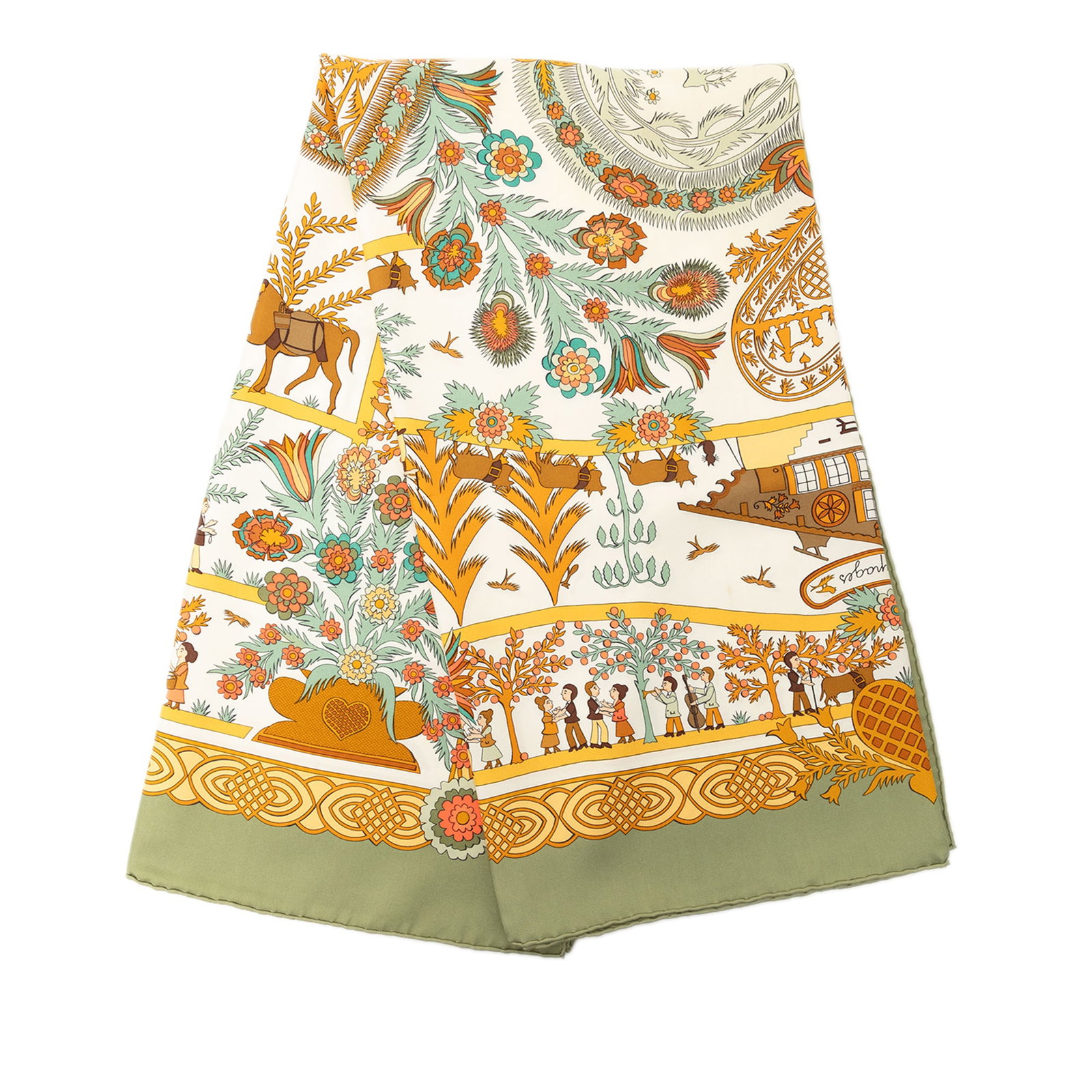 Hermes Decoupages 100% Silk Scarf White Made in France: Hermes Decoupages 100% Silk Scarf White Made in France Hermes Decoupages Silk Scarf 90 in white, featuring the Decoupages print on 100% silk. Made in France, this accessory shows loose stitching and s