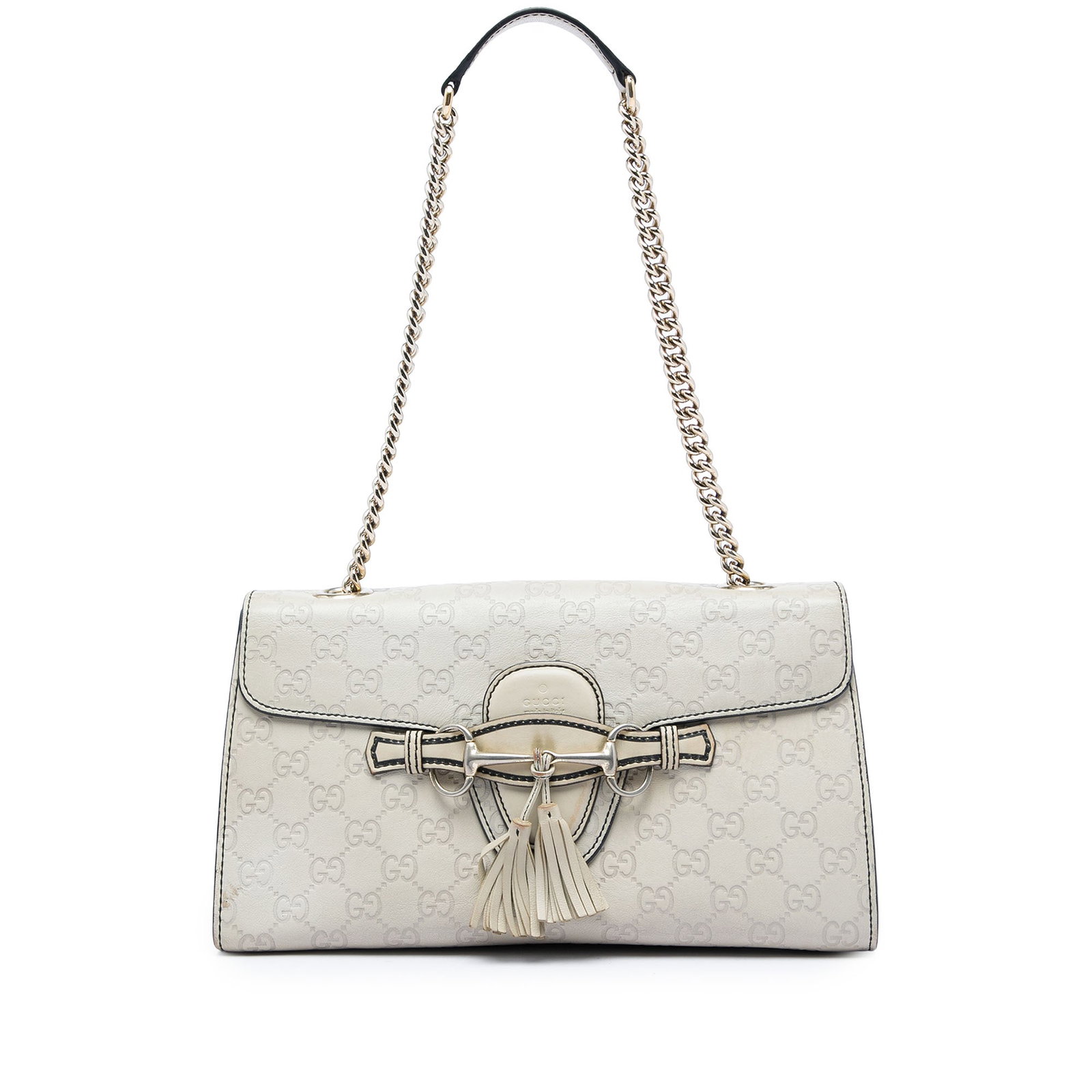 Gucci Emily Medium Guccissima Leather Shoulder Bag White (1 of 5)