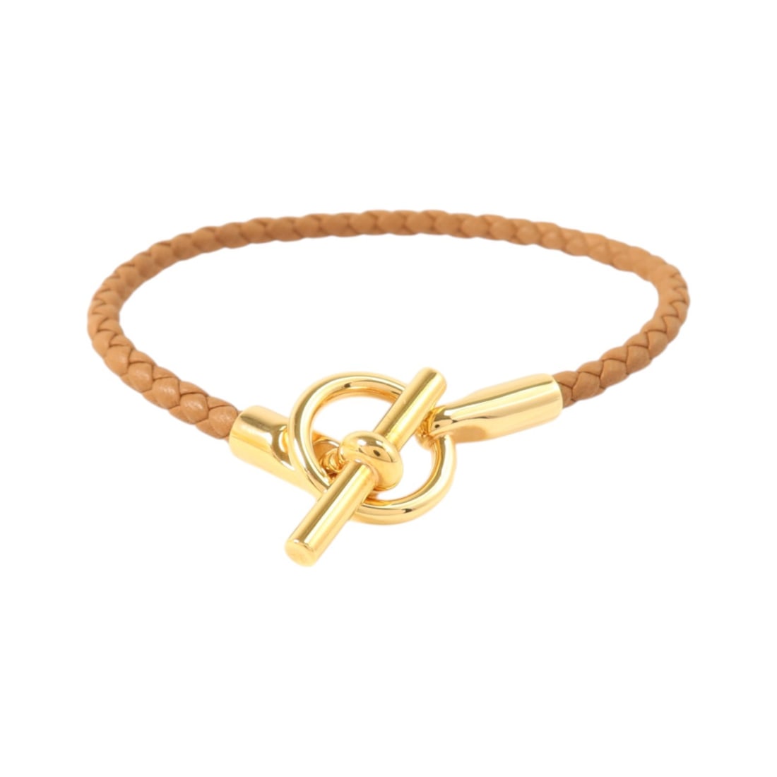 Hermes Glenan Bracelet Swift Leather Brown Gold Tone: Hermes Glenan Bracelet Swift Leather Brown Gold Tone Hermes Glenan bracelet in gold and brown tones, made with Swift leather, calfskin (cowhide), and metal. It comes with storage bags and is listed in