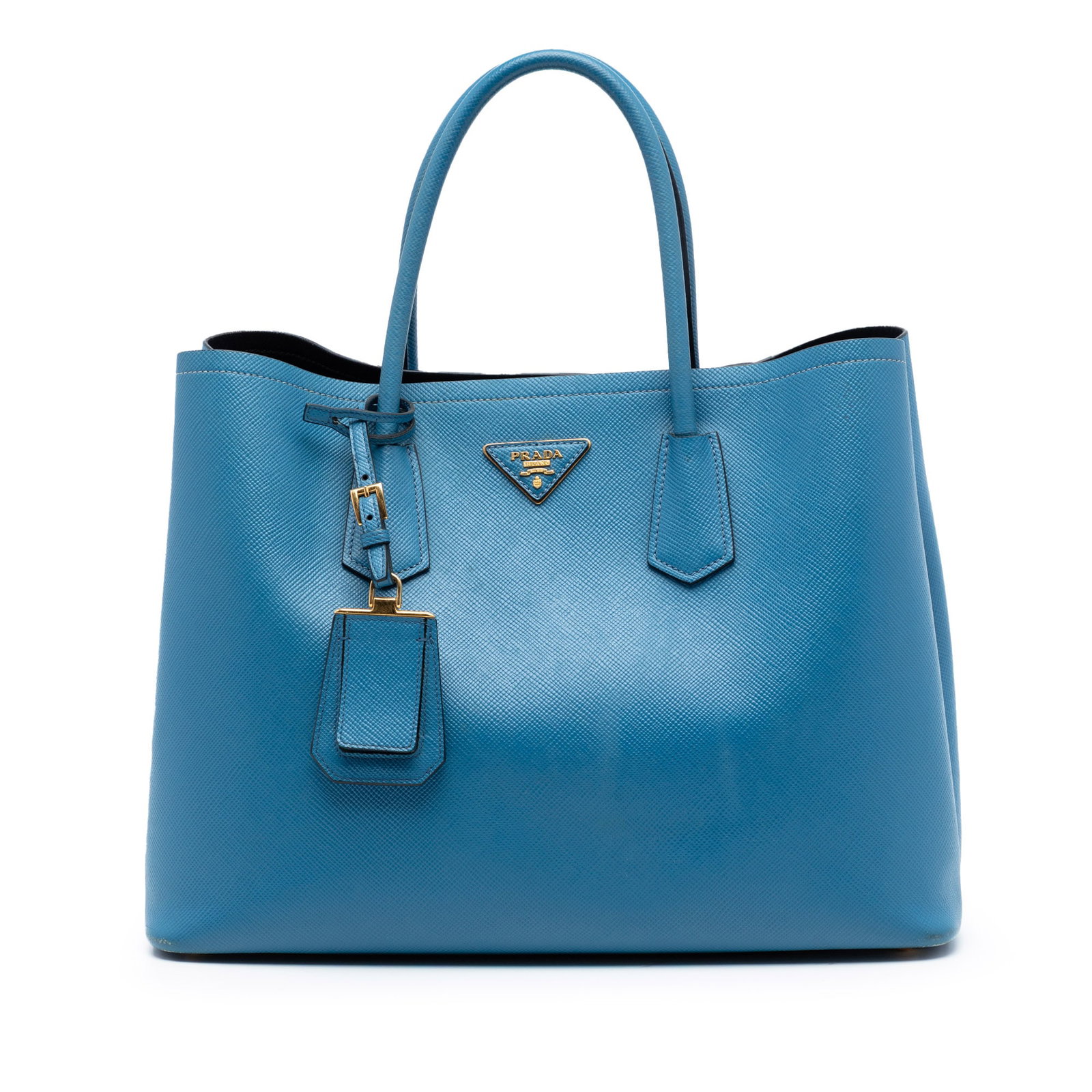 Prada Blue Saffiano Cuir Double Satchel Leather Bag (1 of 7)