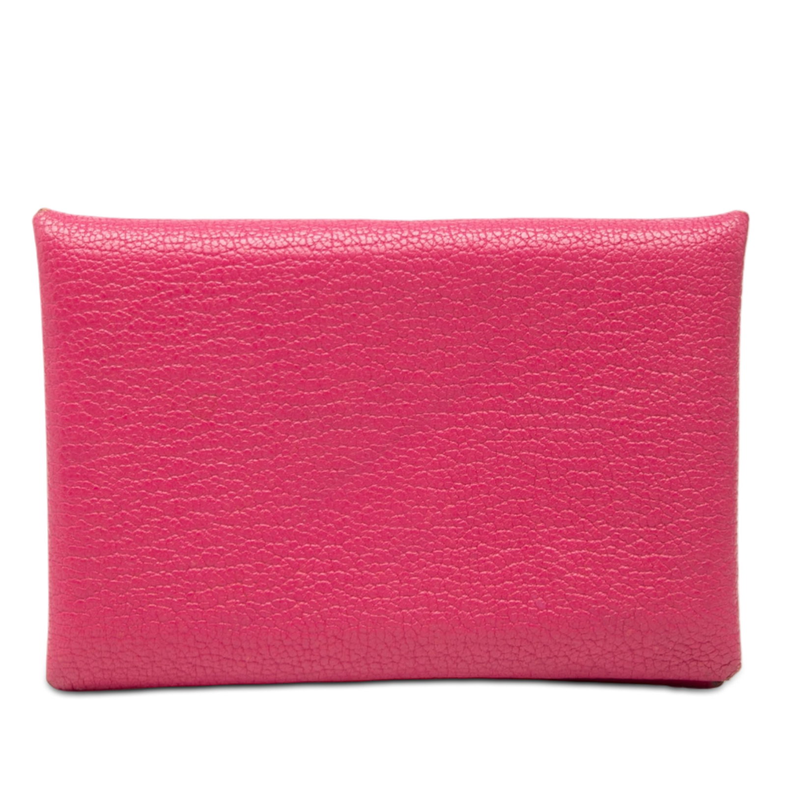 Hermes Calvi Chevre Mysore Pink Leather Card Case: Hermes Calvi Chevre Mysore Pink Leather Card Case This Hermes Chevre Mysore Calvi card holder is crafted from Chevre Mysore leather in the Rose Extreme color. It features a snap button closure and int
