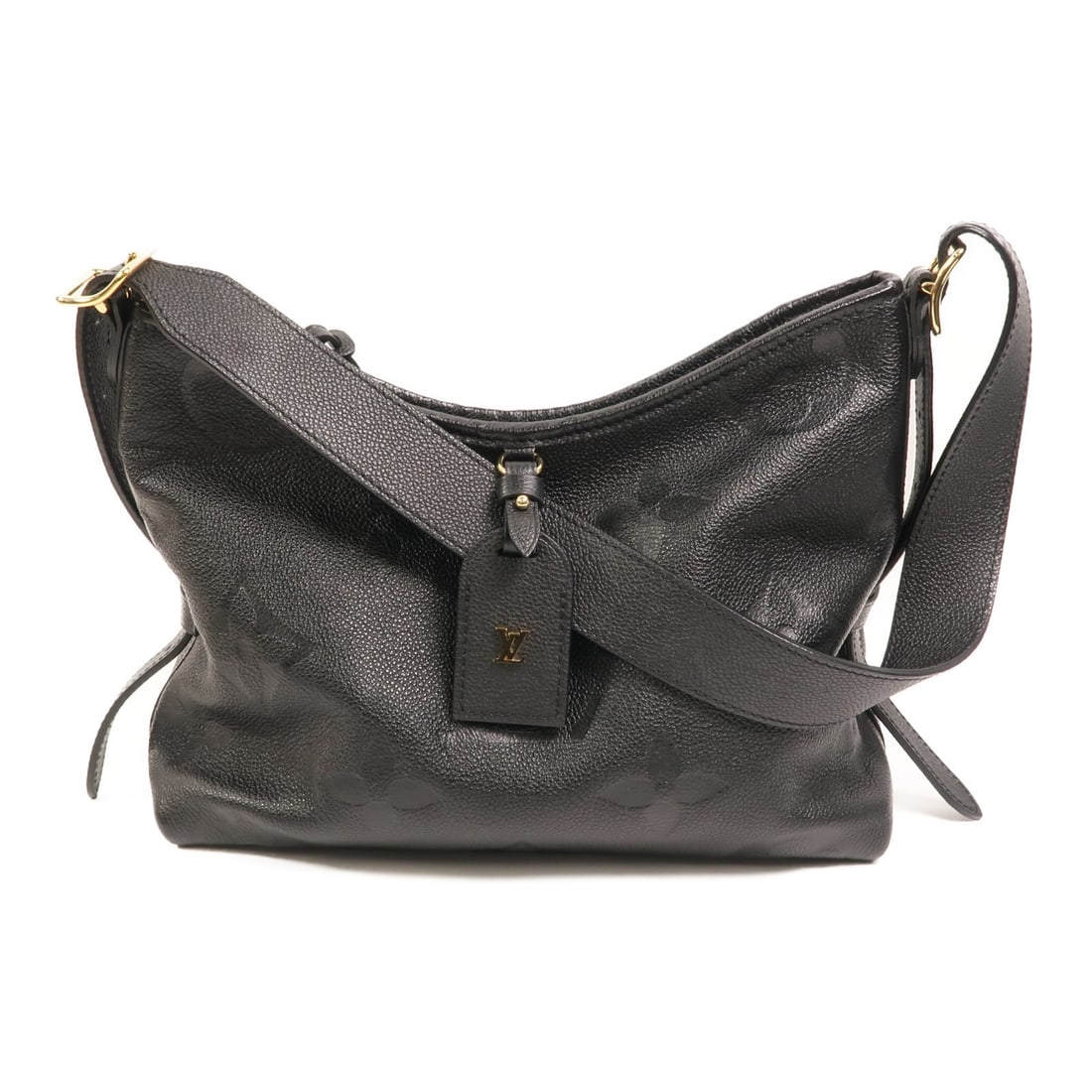Louis Vuitton Carryall PM M46288 black calfskin shoulder bag: Louis Vuitton Carryall PM M46288 black calfskin shoulder bag Louis Vuitton Carryall PM M46288 shoulder bag in black Monogram Empreinte and calfskin. This women's shoulder bag features an interior with