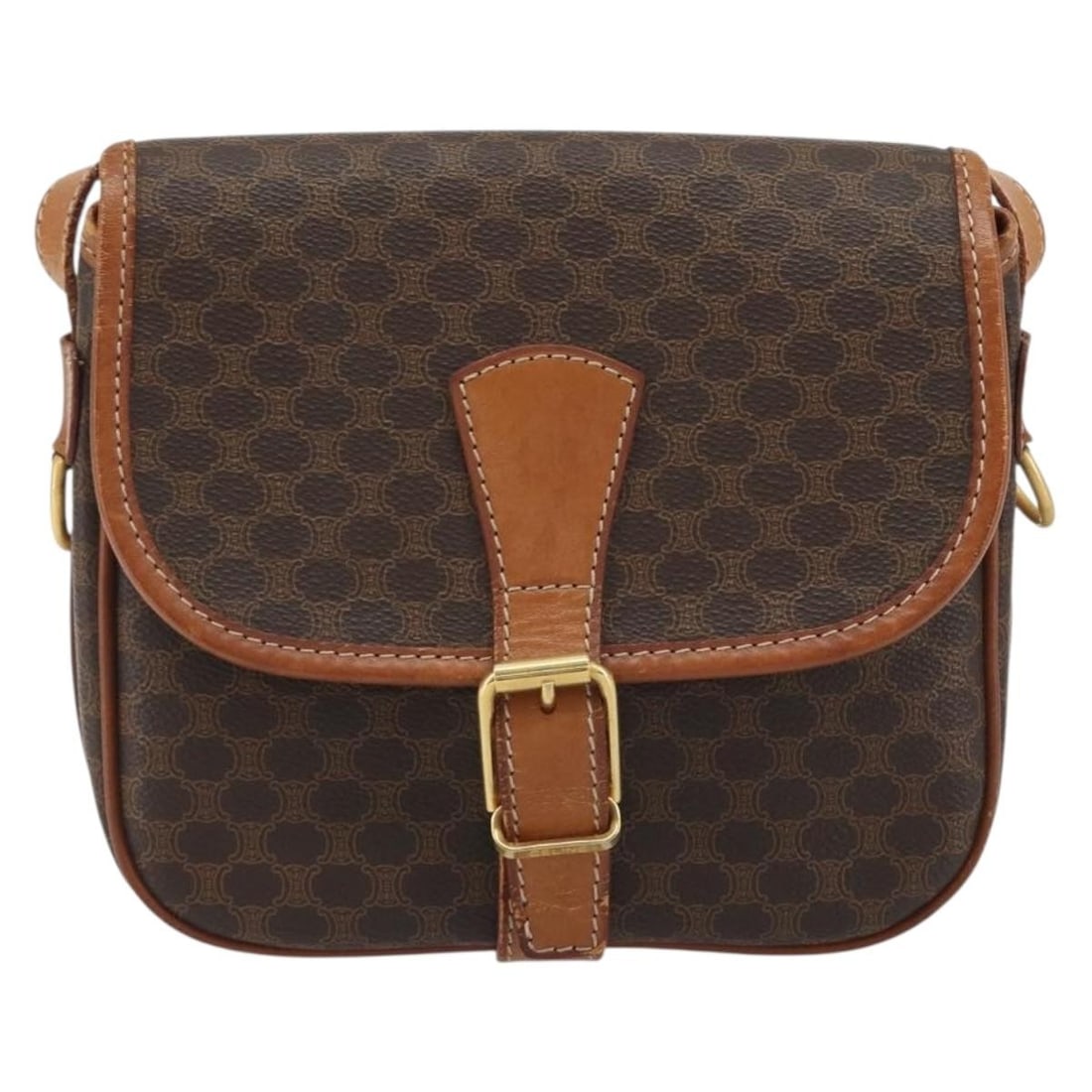 Celine Vintage Macadam Brown Canvas Leather Handbag: Celine Vintage Macadam Brown Canvas Leather Handbag Vintage Celine Macadam bag in brown canvas with leather trim. Made in Italy, it measures 21 cm x 20 cm x 9 cm and is described as a female model. Co