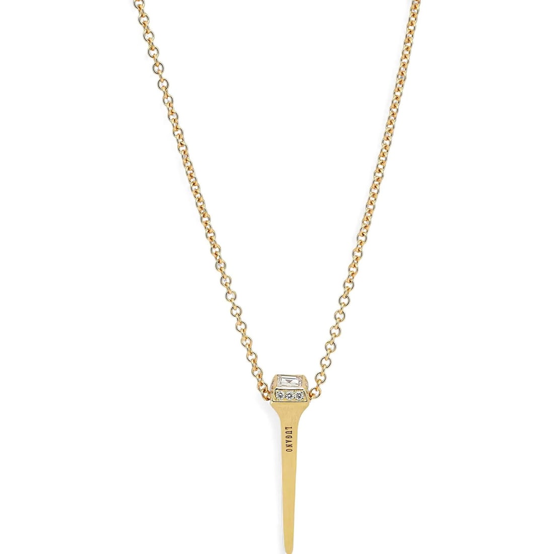 LUGANO 18K Yellow Gold Diamond Kite Nail Pendant Necklace 0.31 Ctw (1 of 5)