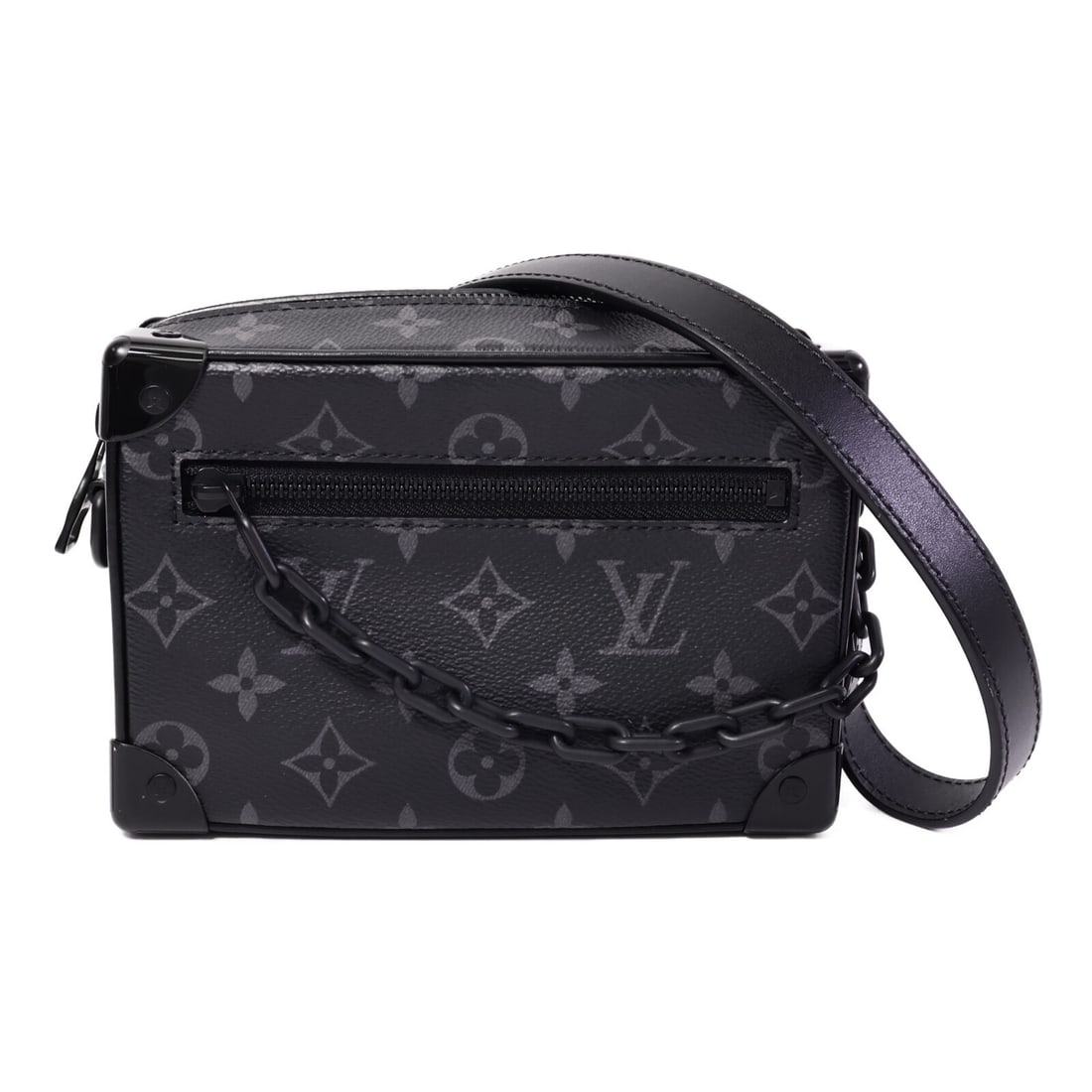 Louis Vuitton M44735 Mini Soft Trunk Monogram Eclipse Shoulder Bag: Louis Vuitton M44735 Mini Soft Trunk Monogram Eclipse Shoulder Bag A Louis Vuitton Mini Soft Trunk shoulder bag in black, made from Monogram Eclipse and PVC coated canvas. This men's regular-size bag 