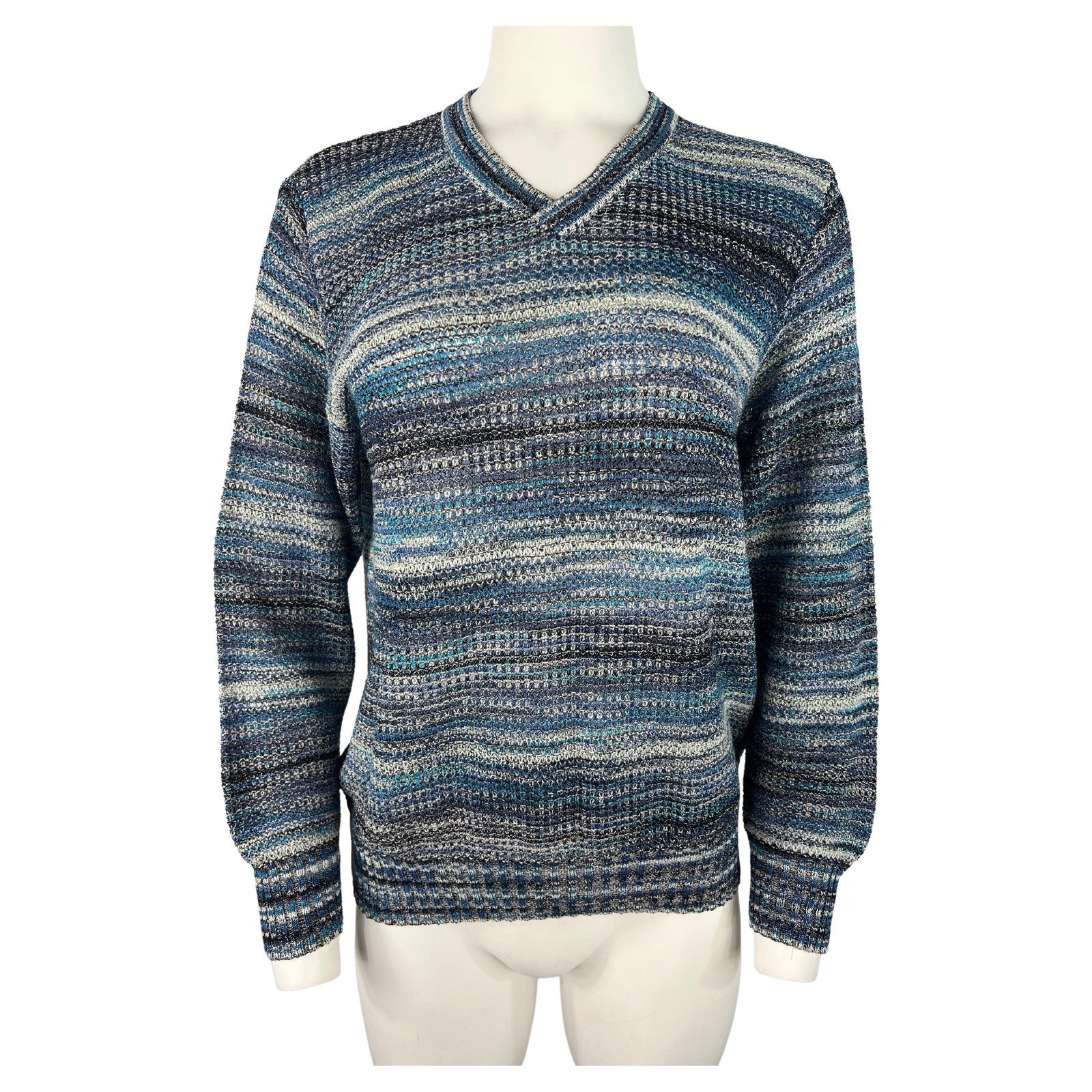 Missoni Sport striped blue V neck knit sweater (1 of 5)