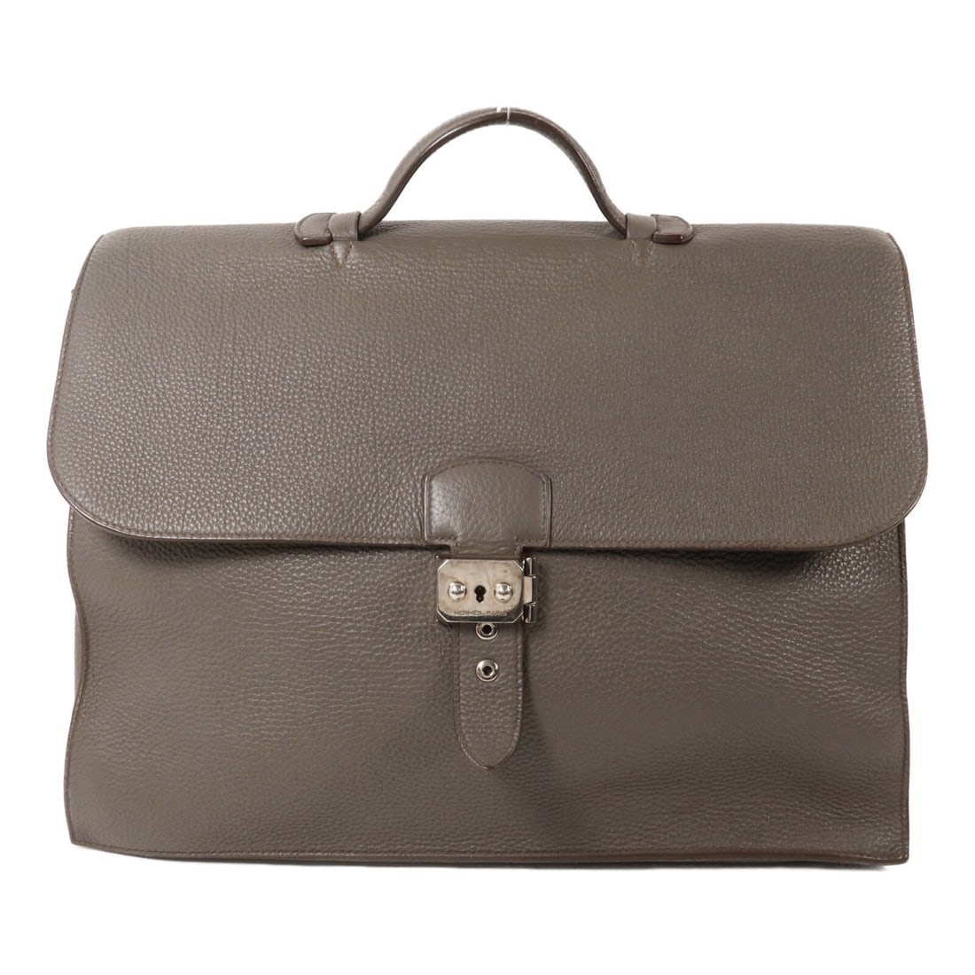 Hermes Sac A Depeche 38 Togo Leather Briefcase Etain PHW (1 of 18)