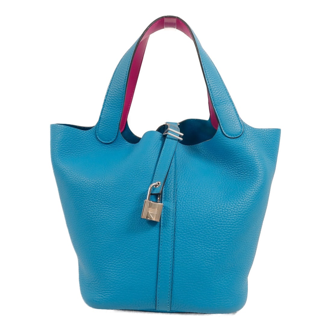 Hermes Picotin MM Taurillon Clemence Handbag Bleu Frida Rose Mex PHW (1 of 15)