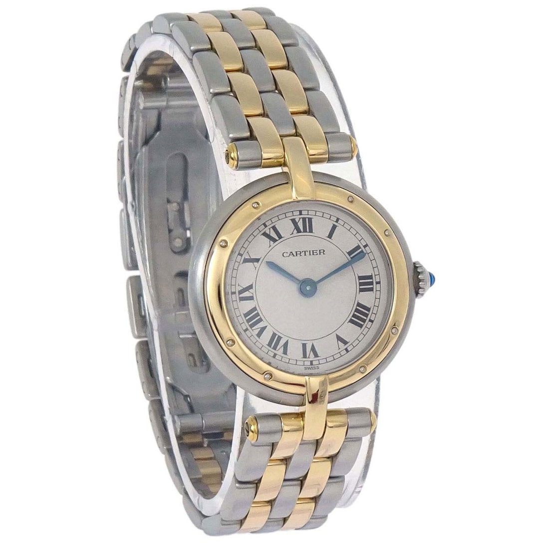 Cartier Vendome Panthere SM 24mm quartz wristwatch 18KYG stainless steel: Cartier Vendome Panthere SM 24mm quartz wristwatch 18KYG stainless steel Cartier Panthere Vendome SM 2-Row quartz wristwatch with a classic two-tone design and analog beige dial. This women's watch fe