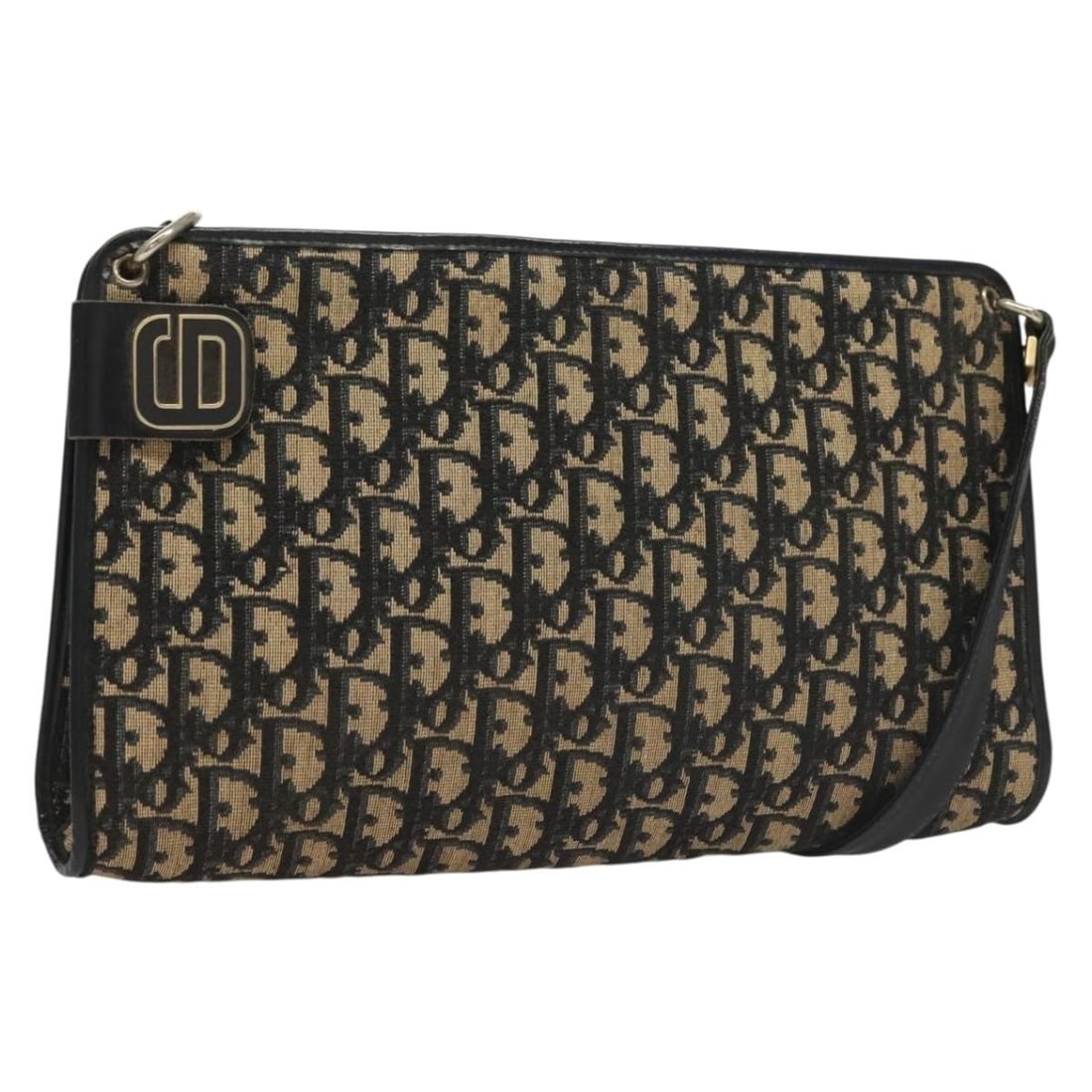 Christian Dior Vintage Trotter Navy Canvas Shoulder Bag: Christian Dior Vintage Trotter Navy Canvas Shoulder Bag This Christian Dior Vintage Trotter Shoulder Bag features navy canvas construction with leather and metal fittings. Designed for female use, it 