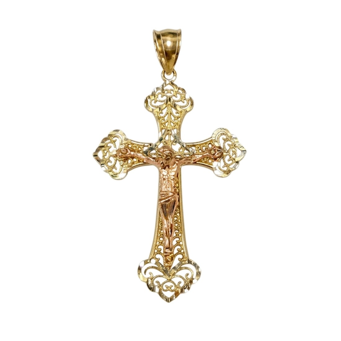 Rachel Koen 14K Two Tone Gold Crucifix Cross Pendant (1 of 4)