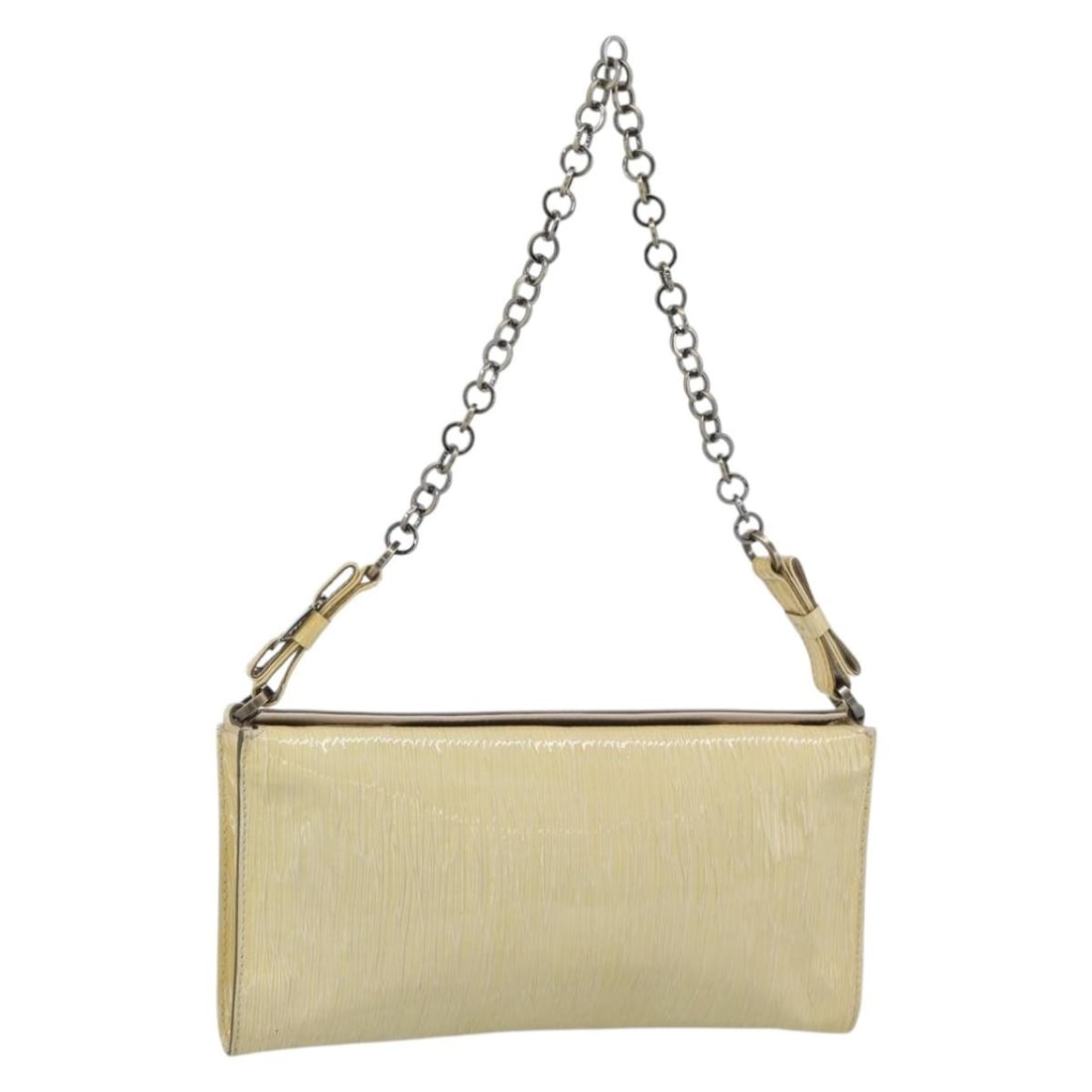 Ivory Patent Leather Shoulder Bag Salvatore Ferragamo Vala Chain (1 of 18)