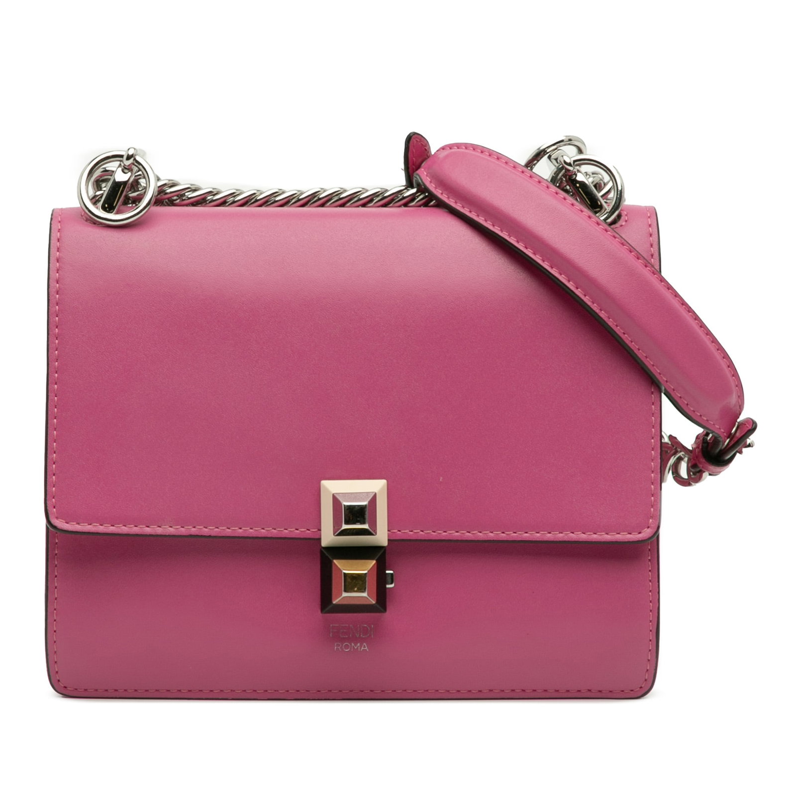 Fendi Small Leather Kan I Crossbody Bag Pink Italy: Fendi Small Leather Kan I Crossbody Bag Pink Italy Introducing the Fendi Small Leather Kan I Crossbody, a stylish and practical accessory crafted from high-quality leather. This chic bag features a cl