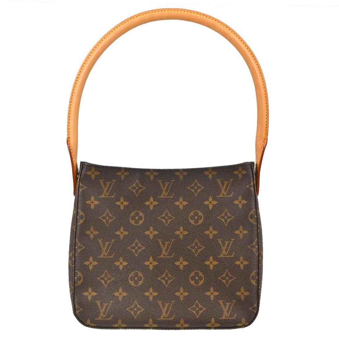Louis Vuitton Mini Looping MM Monogram Canvas Top Handle Bag M51146: Louis Vuitton Mini Looping MM Monogram Canvas Top Handle Bag M51146 Vintage Louis Vuitton Looping MM handbag in brown monogram canvas and leather. This women's top-handle bag features a magnetic closu