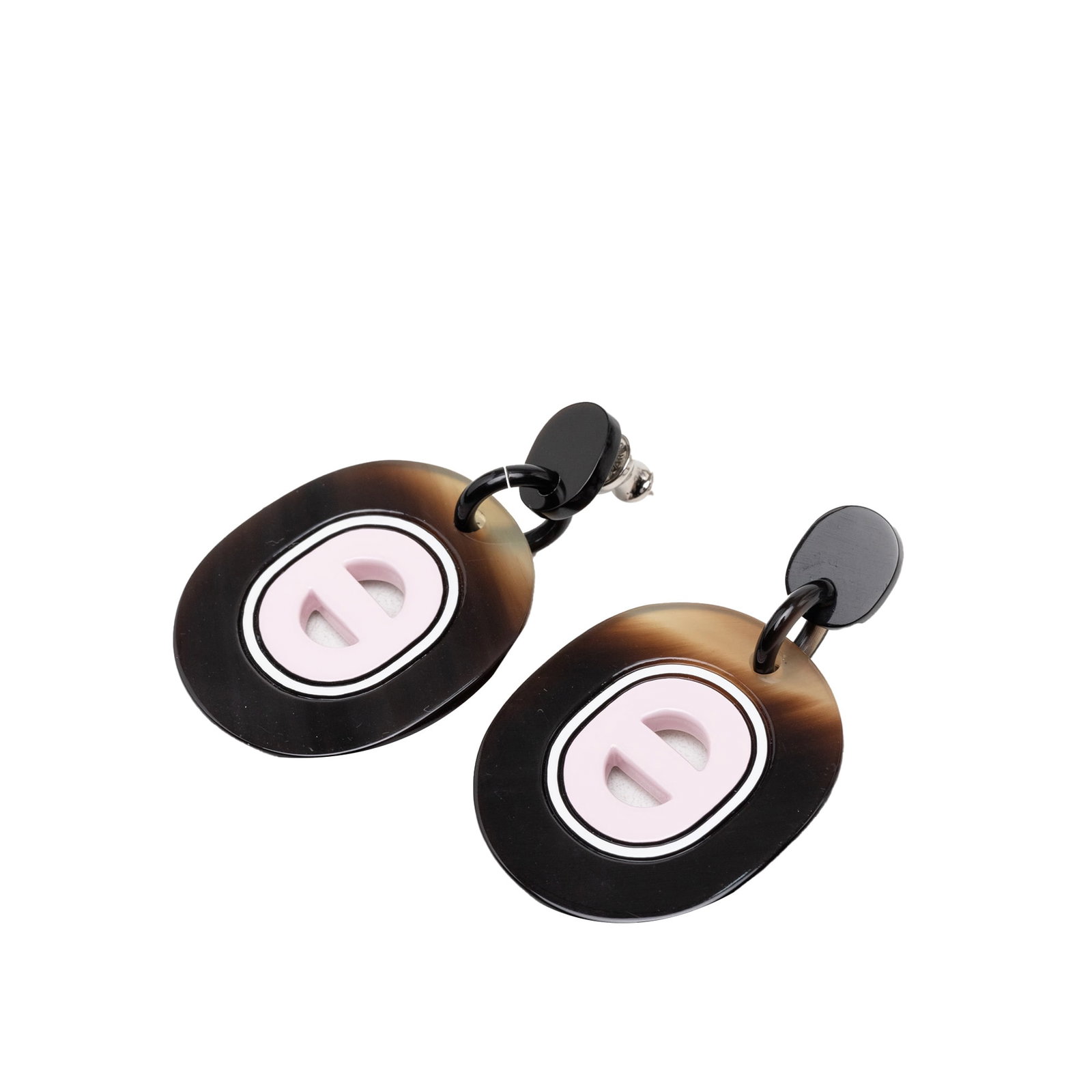Hermes Fidelio Village Drop Earrings Buffalo Horn Black Lacquer Palladium (1 of 5)