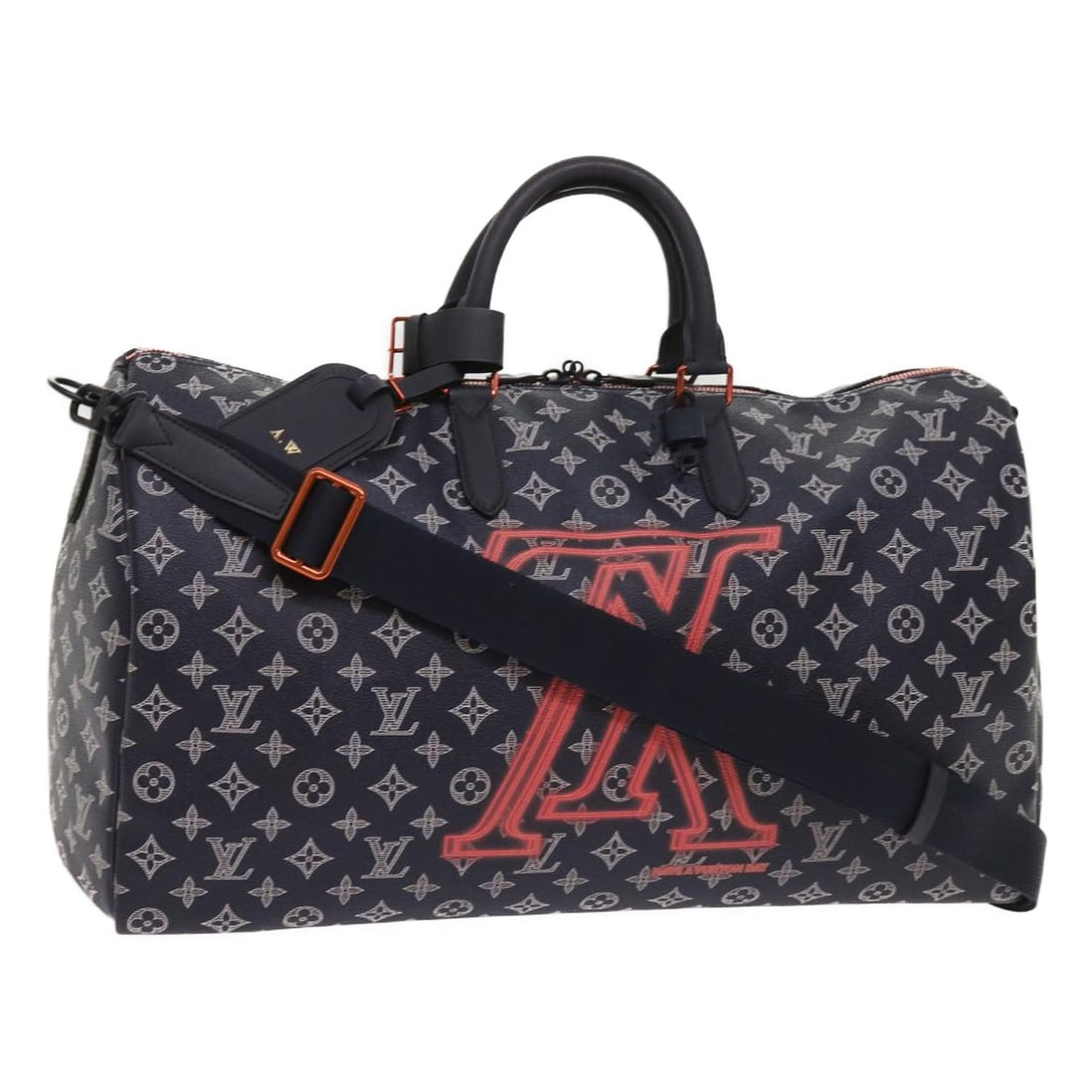 Louis Vuitton M43684 Keepall Bandouliere 50 Monogram Canvas Boston Bag Navy: Louis Vuitton M43684 Keepall Bandouliere 50 Monogram Canvas Boston Bag Navy Louis Vuitton Monogram Ink Keepall Bandouliere 50 is a Boston bag in navy Monogram Canvas, made in France. It comes with a d