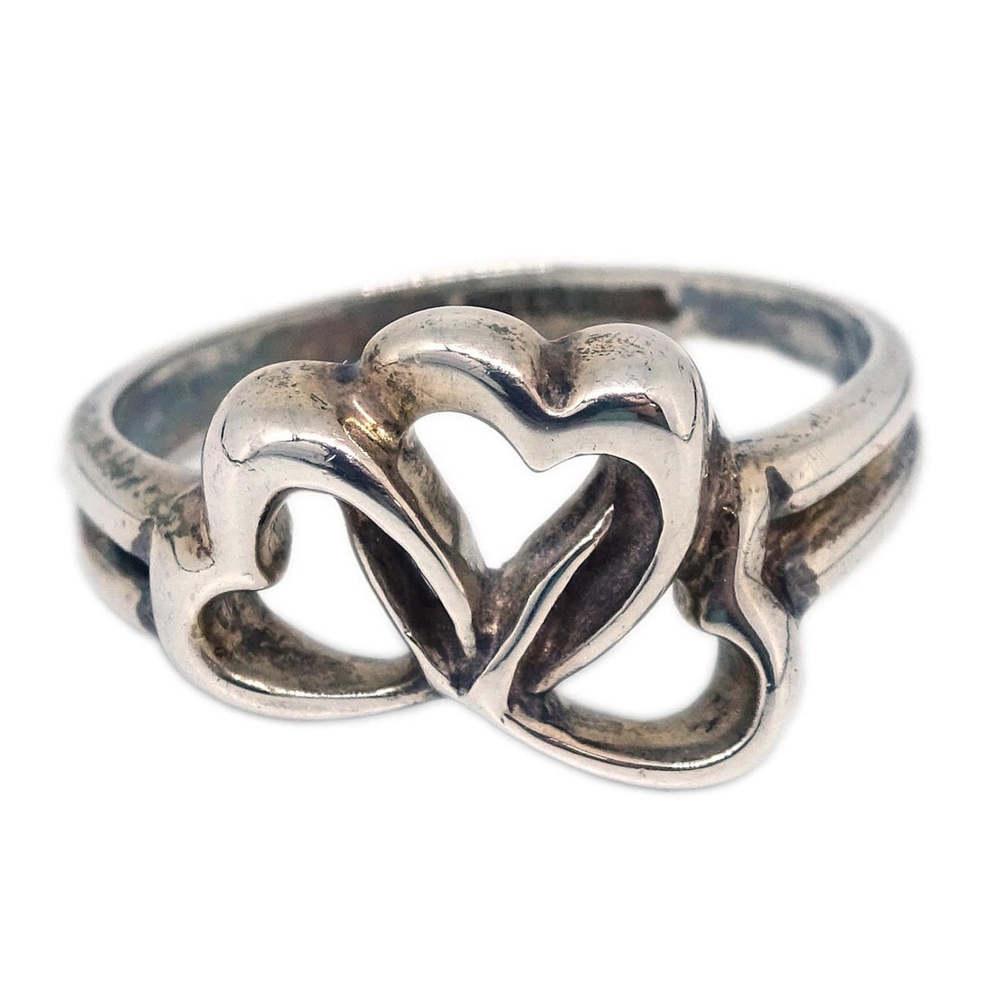 Tiffany & Co. SV925 Silver Triple Heart Ring Size 54 (1 of 4)