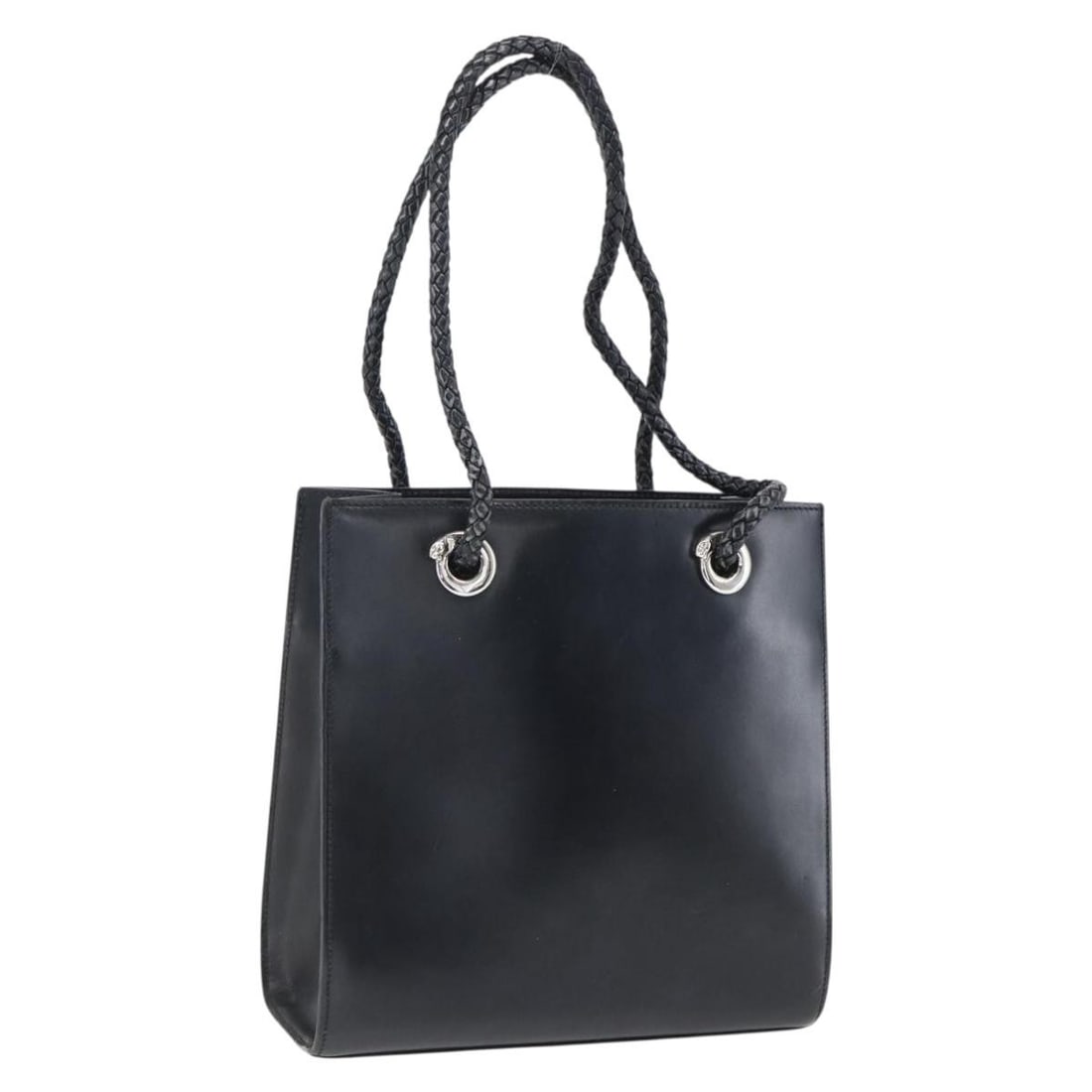 Cartier Black Leather Hand Bag Silver Tone Italy (1 of 18)