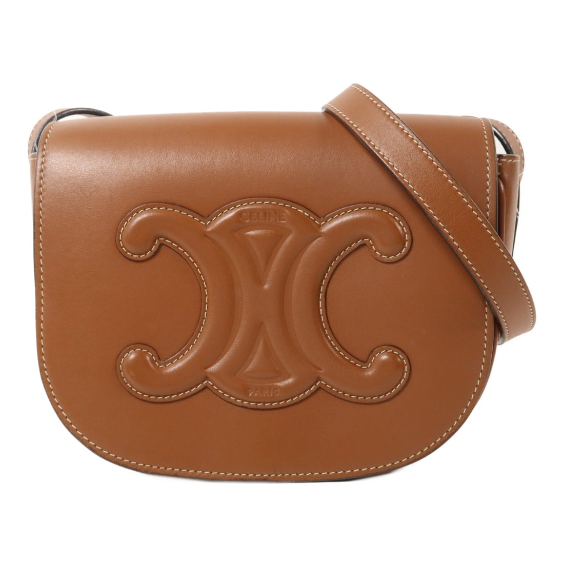 CELINE Folco Triomphe Brown Calfskin Shoulder Bag GHW (1 of 18)