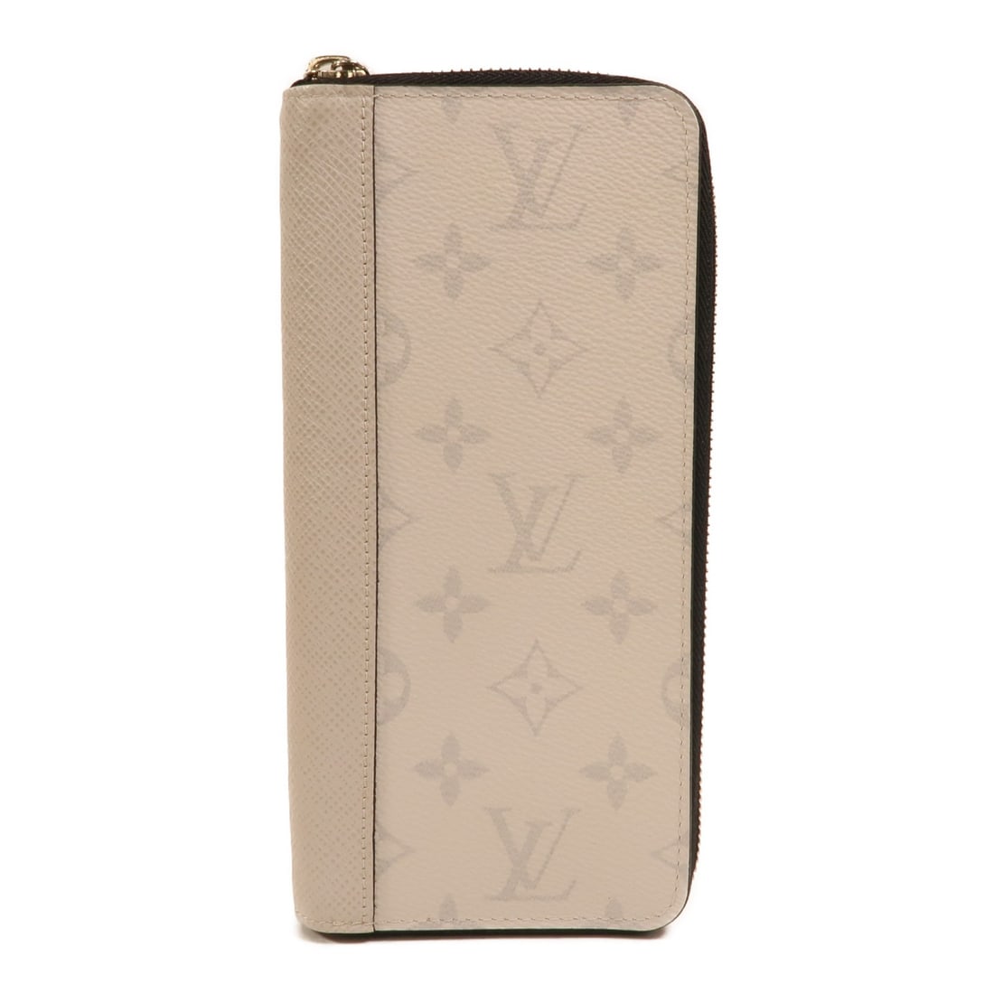 Louis Vuitton M30446 Taigarama Zippy Wallet White Gray Calfskin: Louis Vuitton M30446 Taigarama Zippy Wallet White Gray Calfskin Louis Vuitton Zippy Wallet model M30446 in Taigarama, presented in white and gray tones. This around long wallet is made from calfskin (